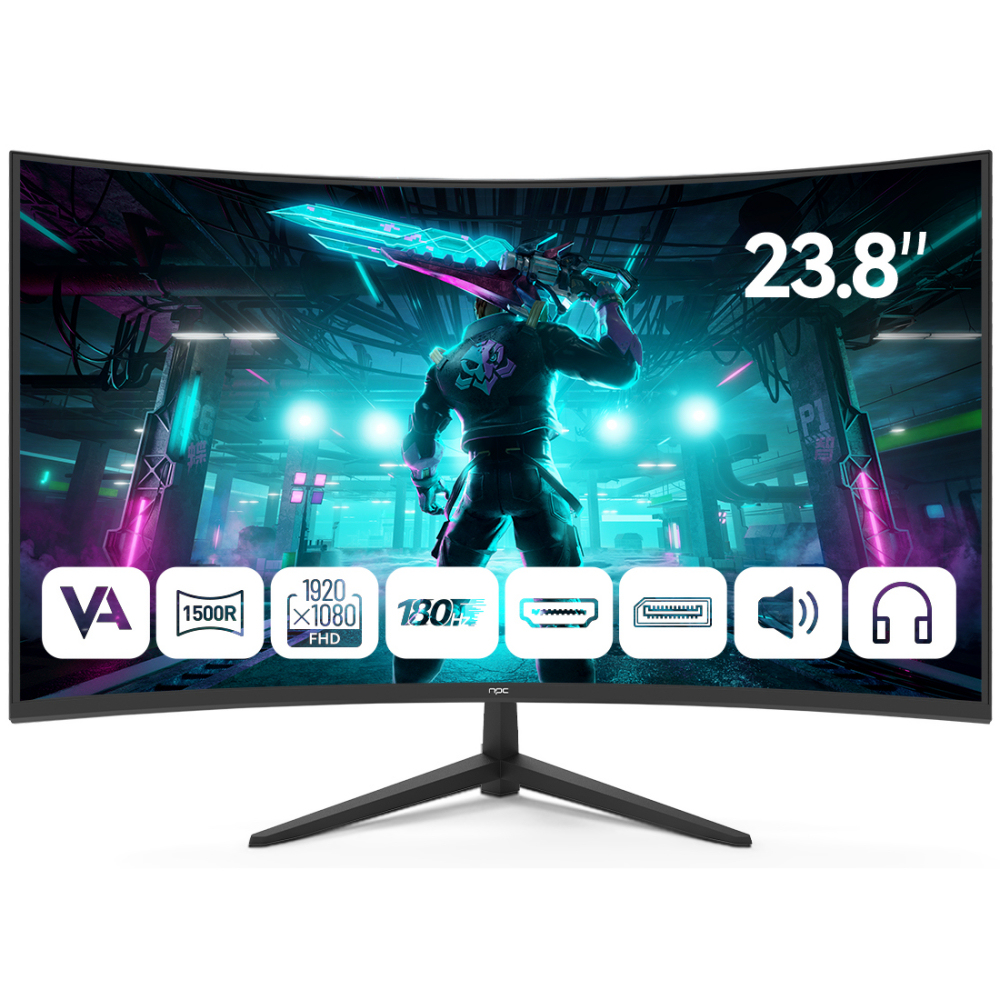 NPC MD240K-V181 VA Curved 23,6 inç Full-HD 1 ms 170 Hz Gaming Monitör Siyah
