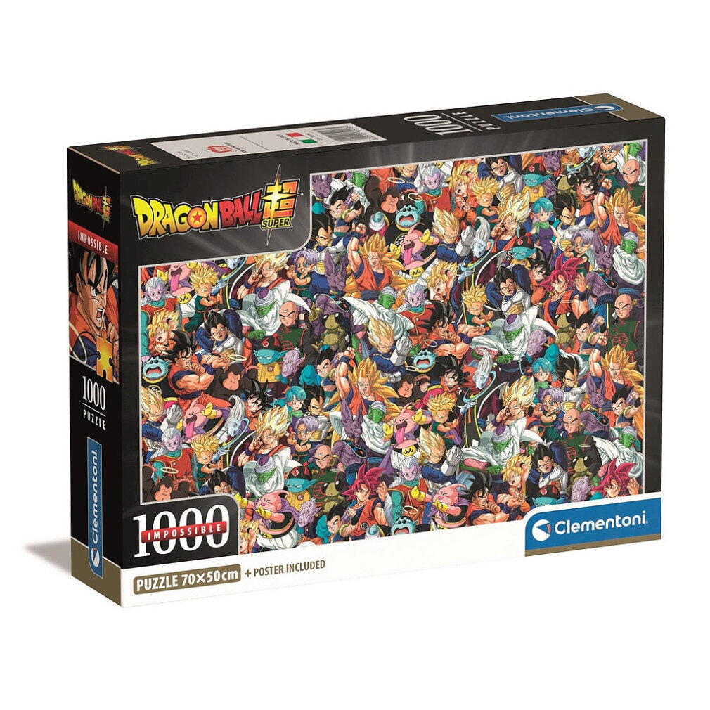 Dragon Ball Super 1000-Teile-Puzzle mit vielen Charakteren auf der Verpackung.