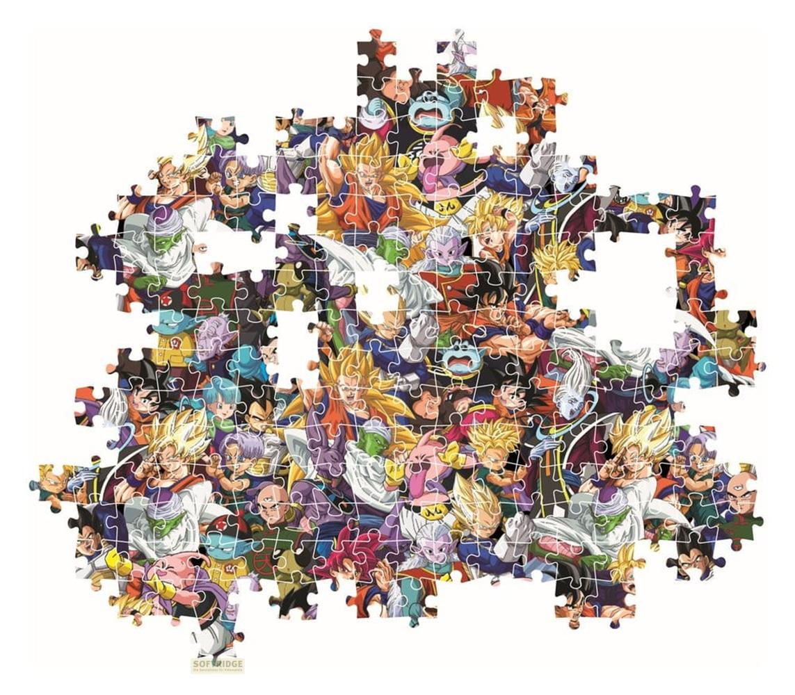 Puzzle mit vielen Dragon Ball Z Charakteren, darunter Goku, Vegeta und Buu.