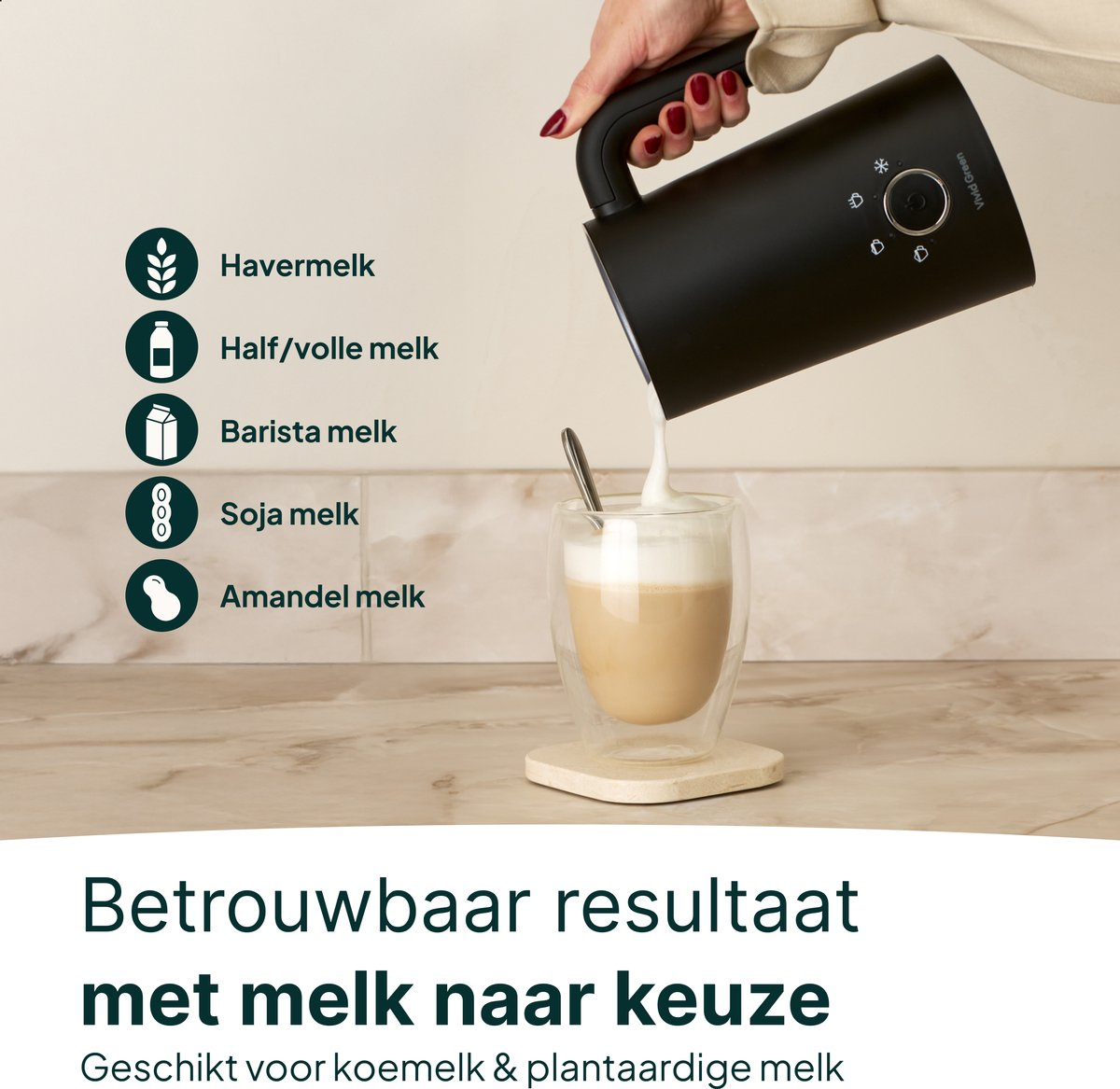 Maker 304 RVS Eikenhout Warm Koud Schuim WALDWERK Melkopschuimer Elektrisch - Beveren - De Munck Warme En Koude Melkschuim Maken Warme Chocolademelk