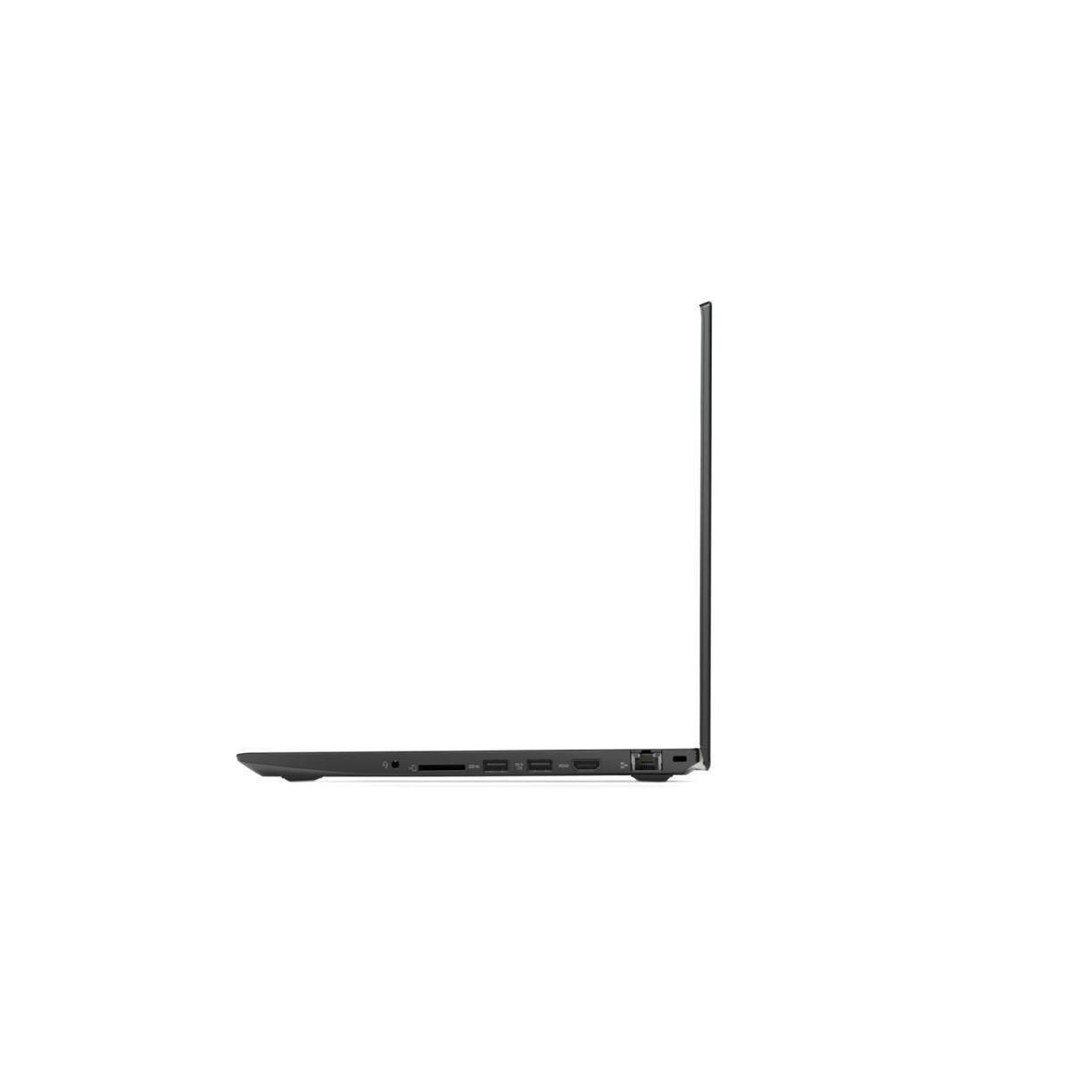 Seitenansicht eines schwarzen Laptops mit Anschlüssen an der Seite.