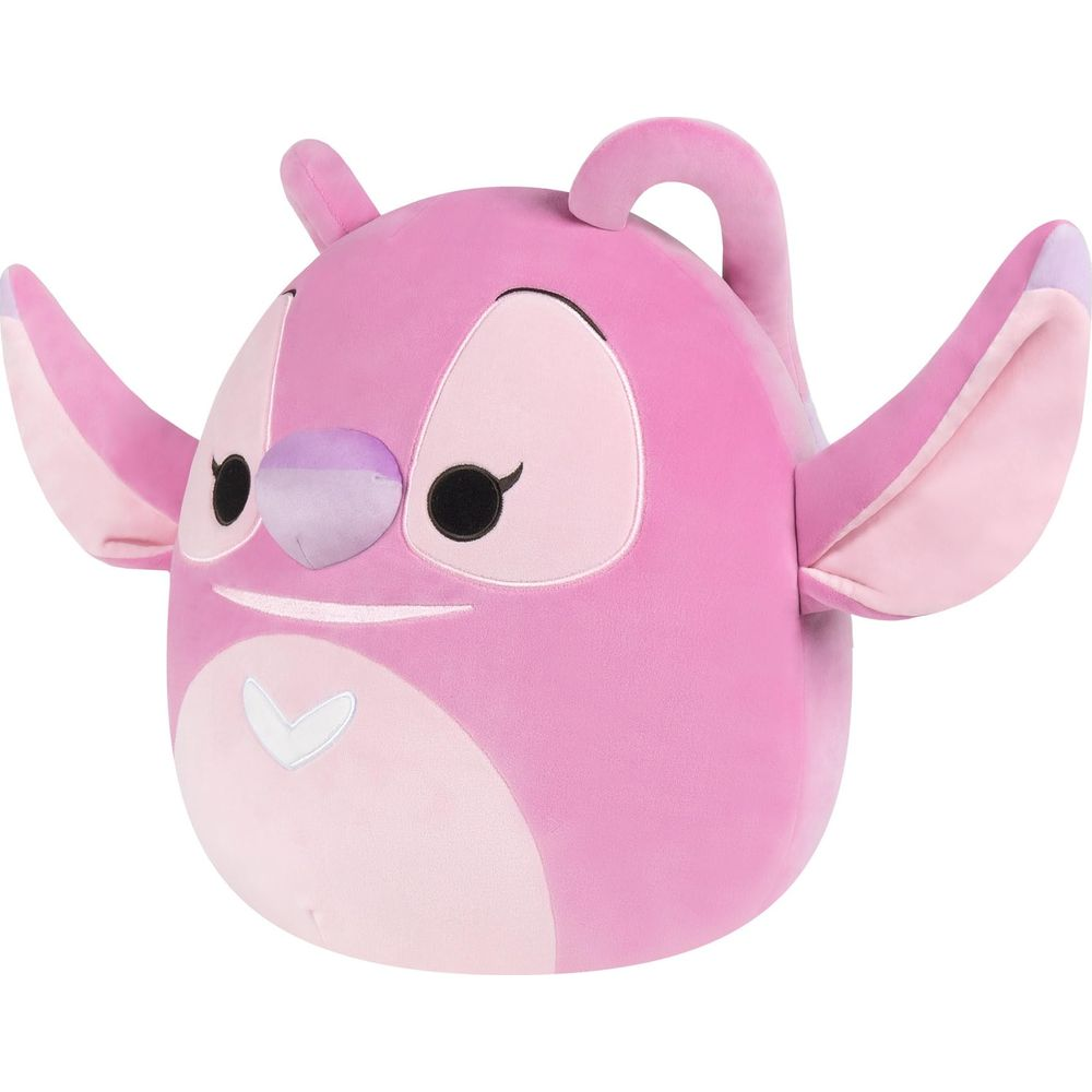 Un peluche rosa con ali e antenne, simile a un personaggio di "Lilo & Stitch".