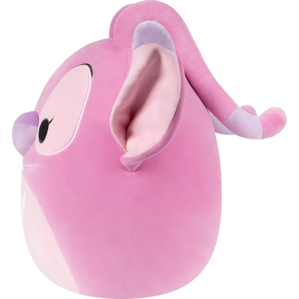 Un peluche rosa con grandi orecchie e coda curva.