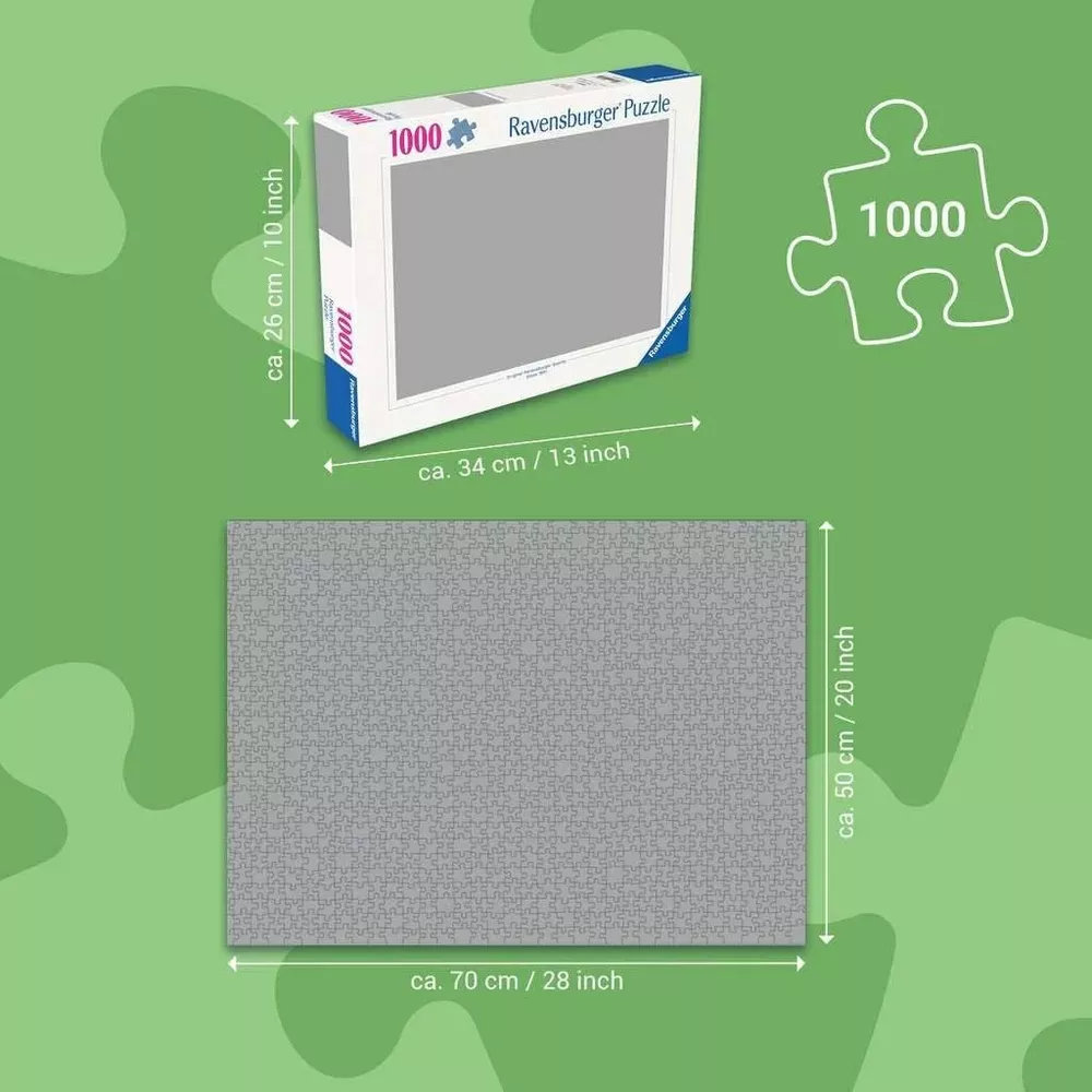 Puzzle Ravensburger 1000 pièces. Boîte 34x26cm. Puzzle 70x50cm.