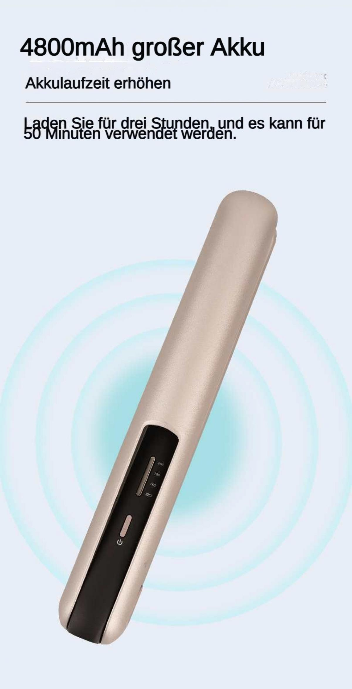 Goldfarbenes Gerät mit 4800mAh Akku, Ladeanzeige und Knöpfen.