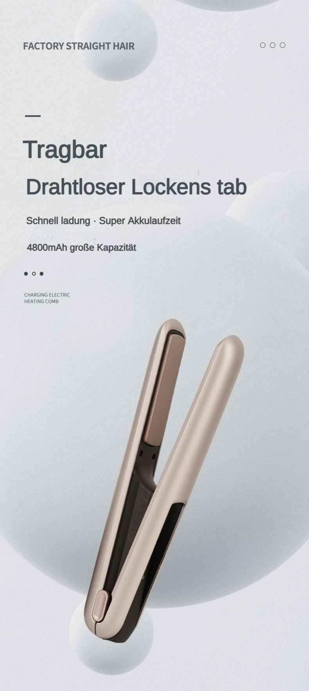 Ein goldener, tragbarer Lockenstab mit Schnellladung und 4800mAh Kapazität.