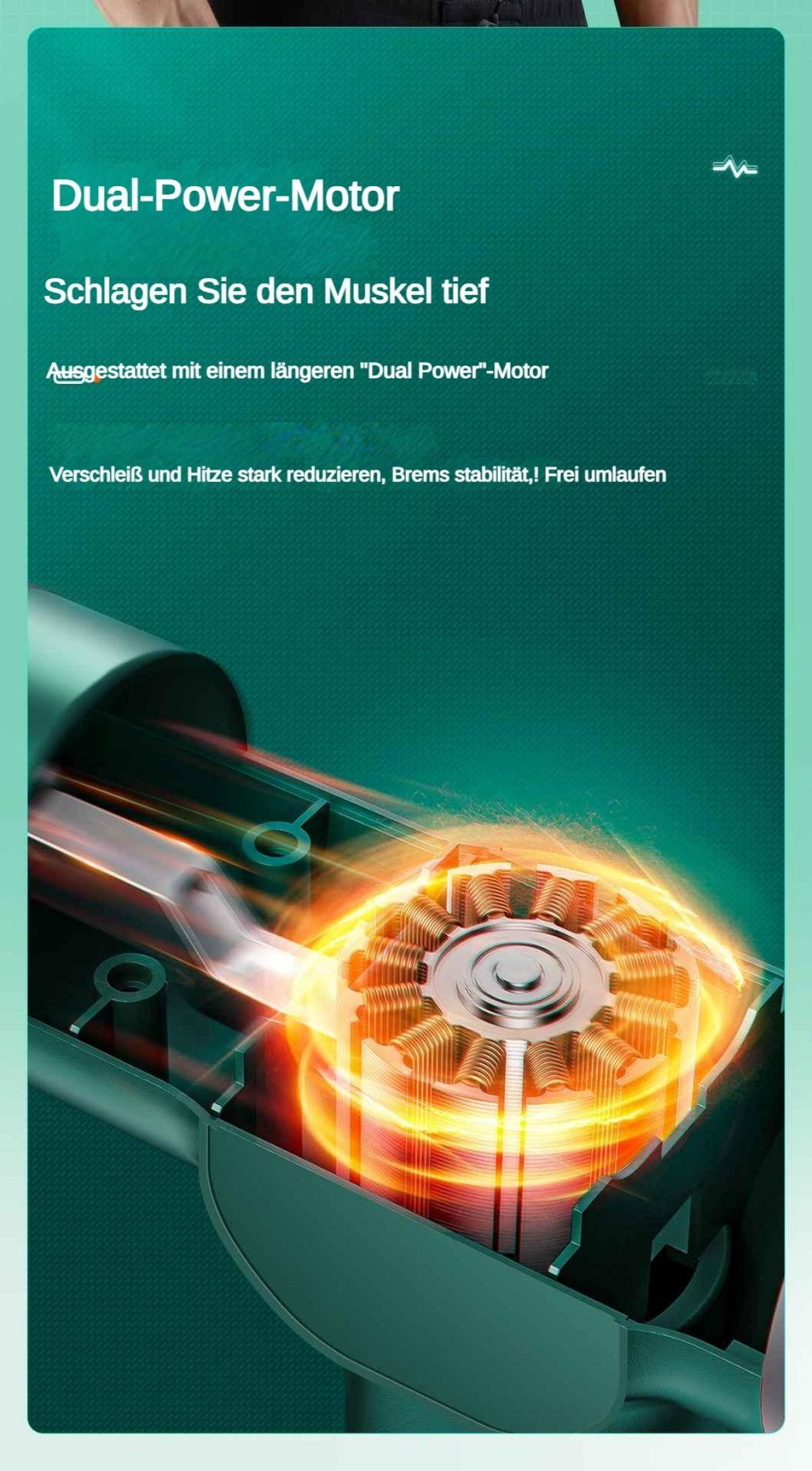Nahaufnahme eines elektrischen Motors mit kupfernen Spulen, umgeben von orangenem Licht.