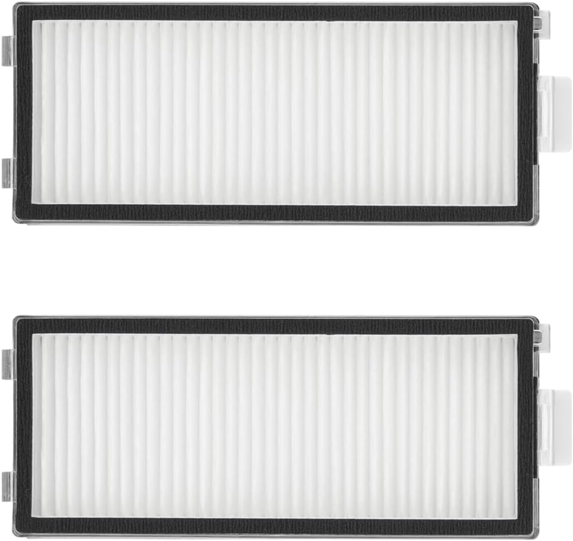 Deux filtres de remplacement blancs avec bords noirs et languettes latérales.