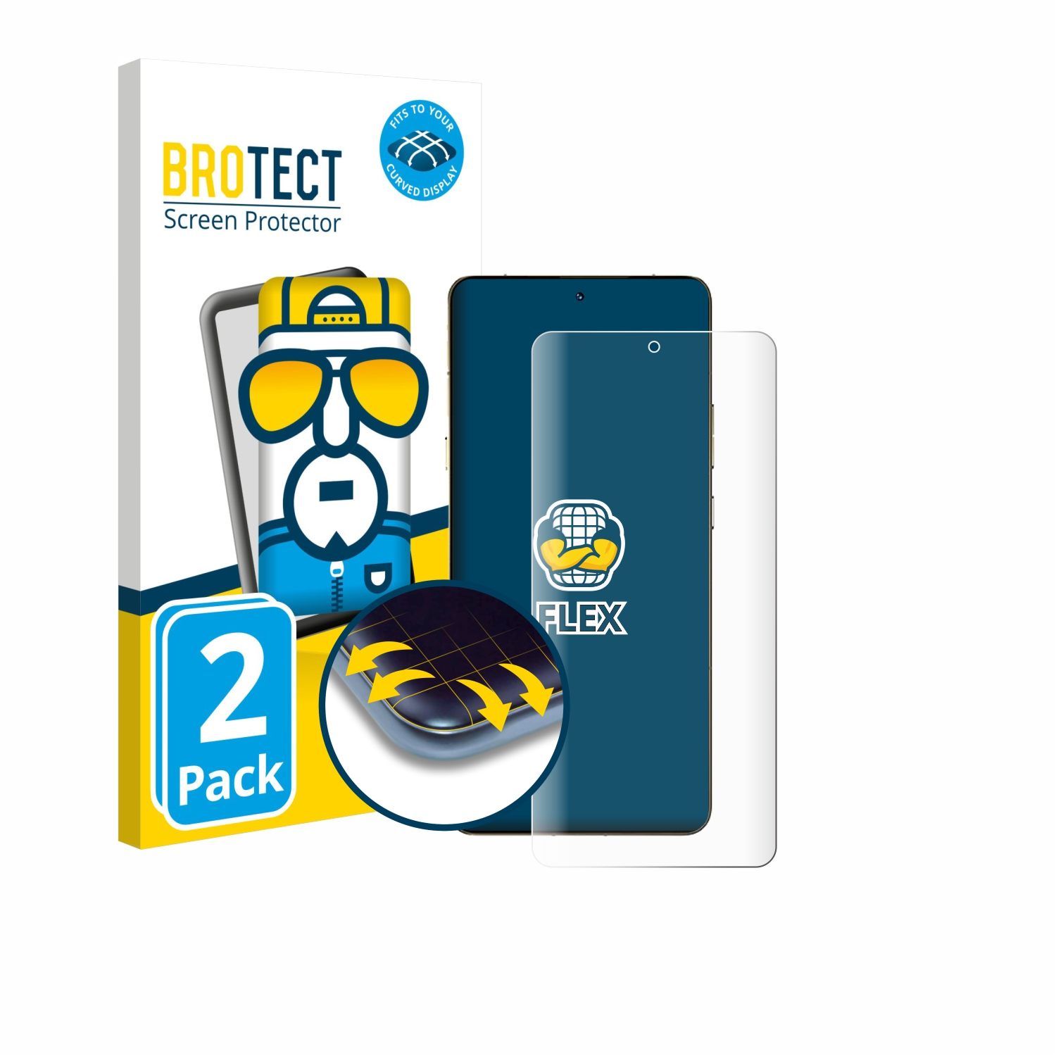 BROTECT Displayschutzfolie: 2er Pack für gekrümmte Displays mit Handy.