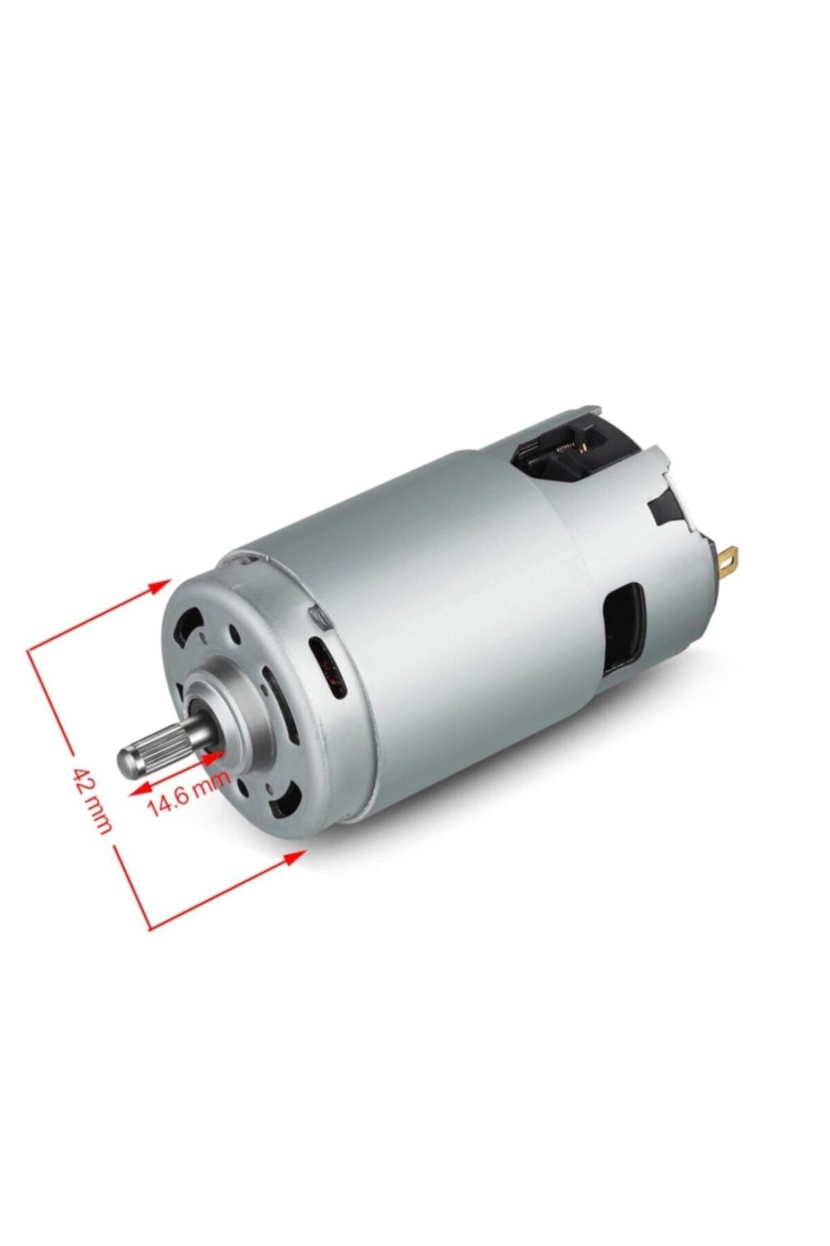 42 mm ve 14,6 mm boyutlarında gümüş elektrik motoru.