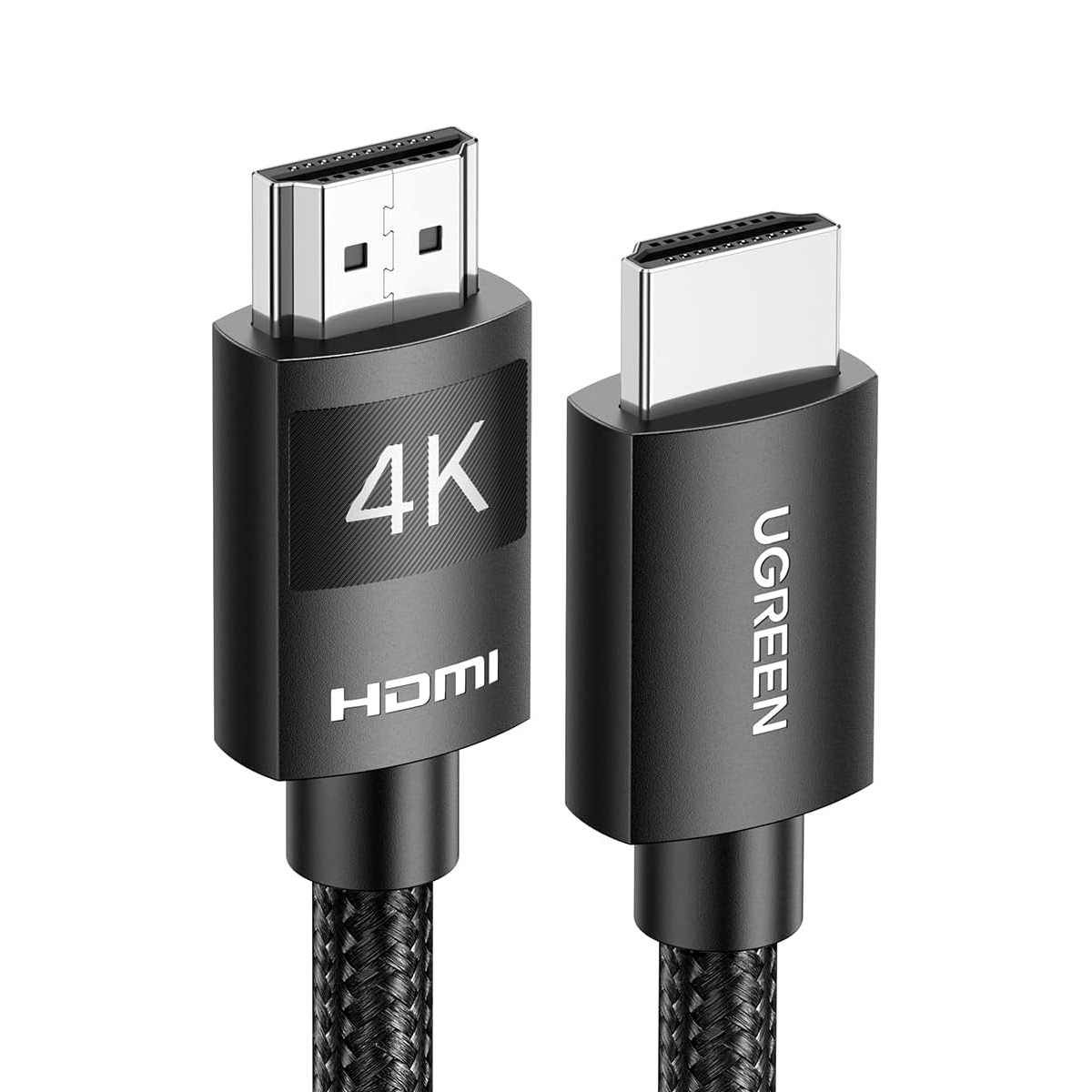 Dwa czarne kable HDMI z napisami 4K i UGREEN, na białym tle.