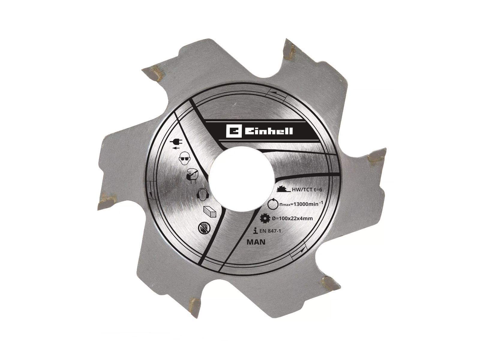 Lama sega circolare Einhell, 100mm diametro, foro 22mm, spessore 4mm.