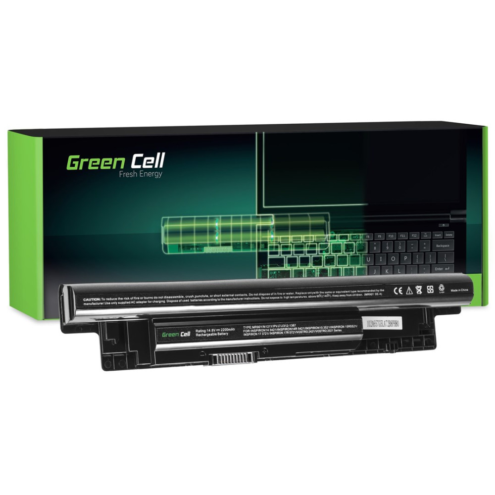 Bateria do laptopa Green Cell przed opakowaniem z wizerunkiem laptopa.
