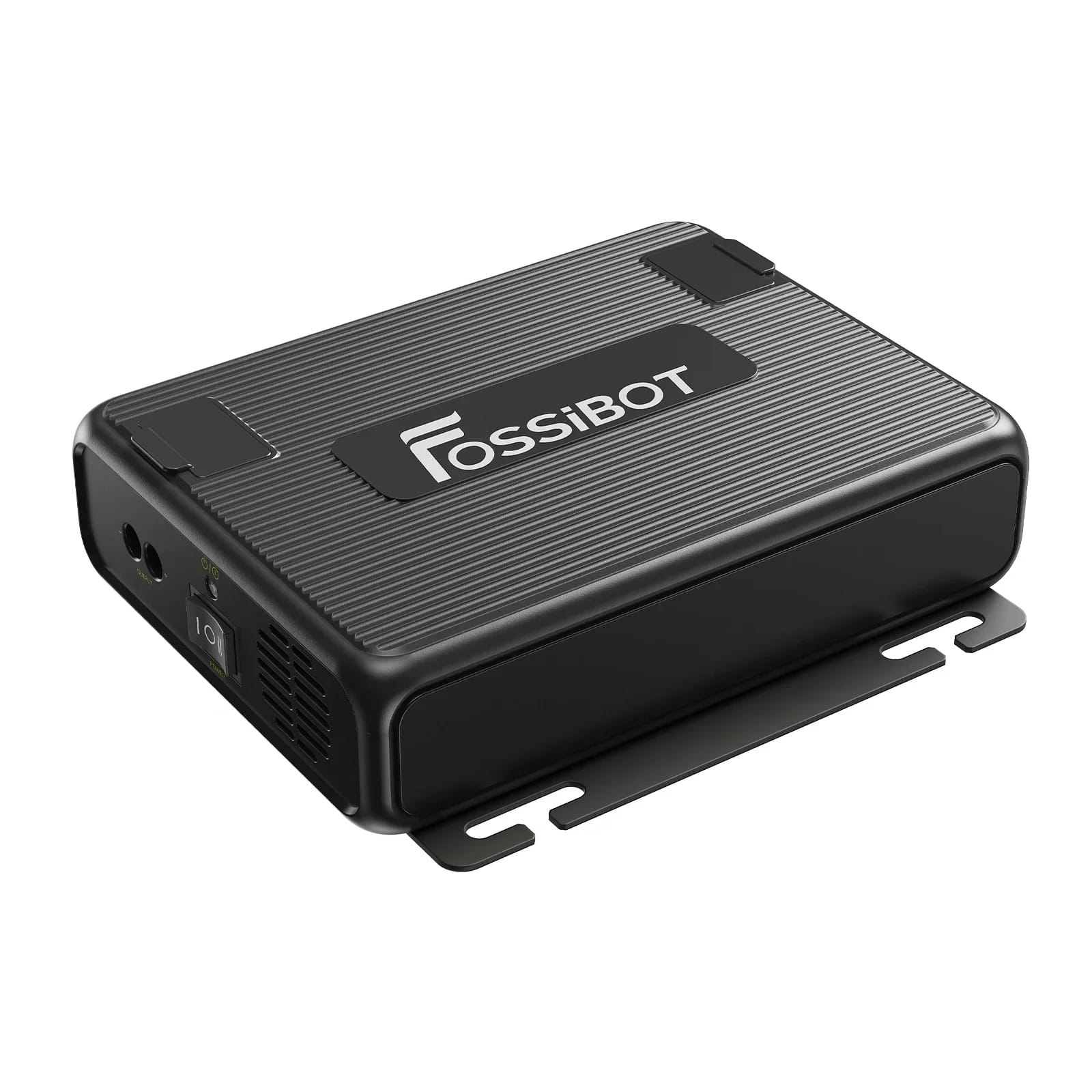 Czarno-elektroniczne urządzenie z żebrowaną obudową i logo „Fossibot”.