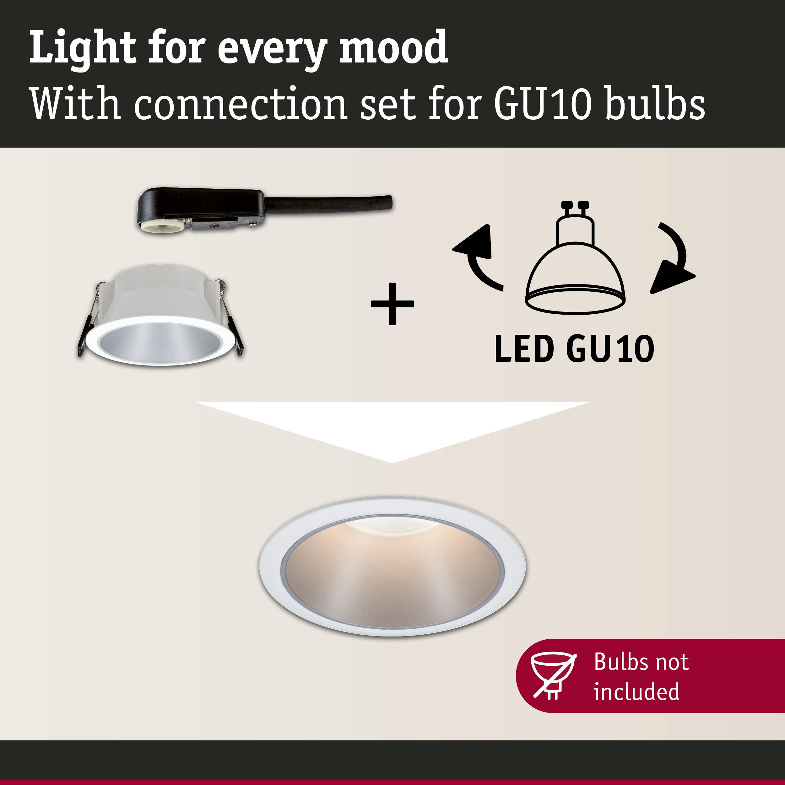 Faretti da incasso con set di connessione GU10, lampadina LED GU10.