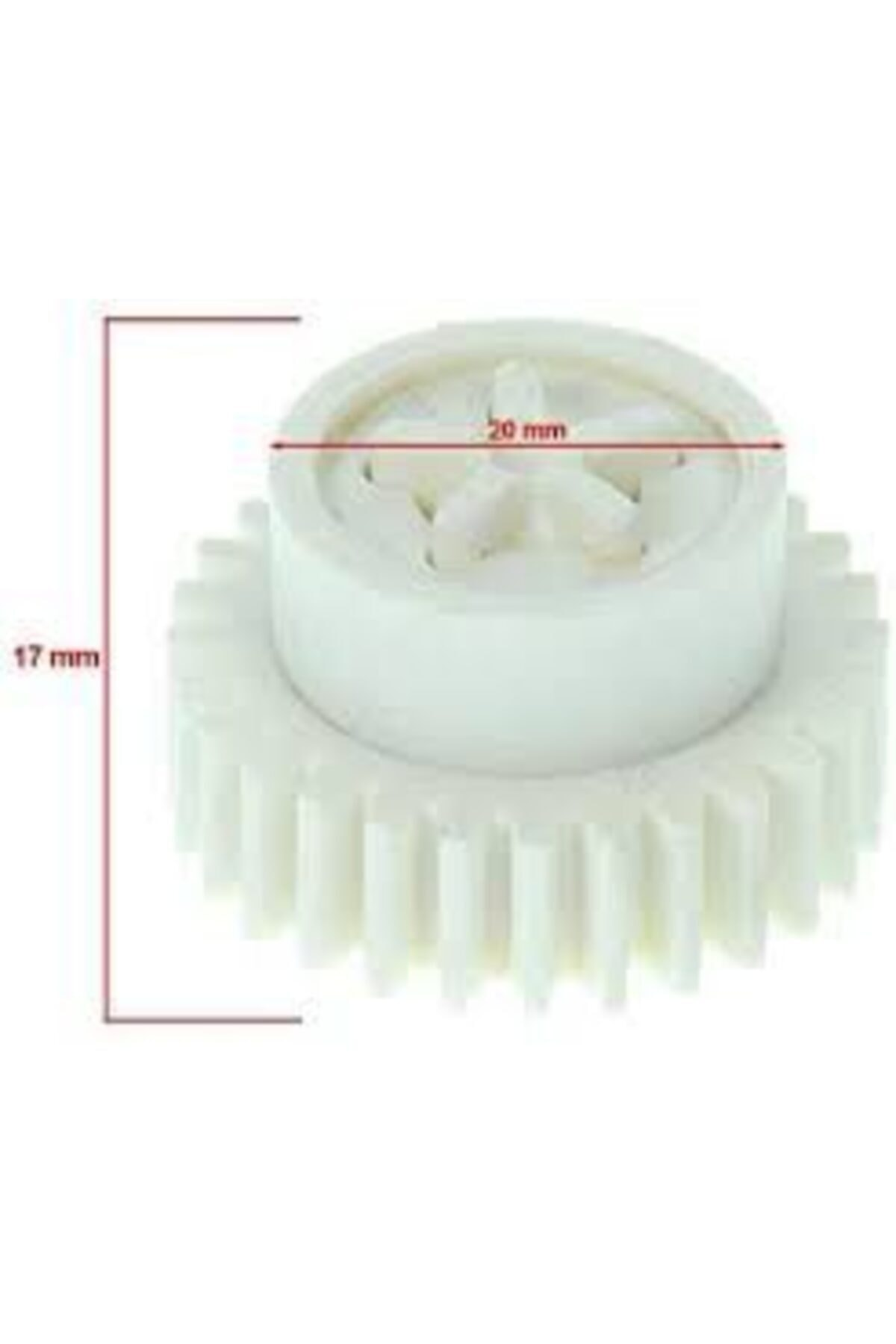 Beyaz arka plan üzerinde 17 mm ve 20 mm boyutlarında beyaz bir dişli.