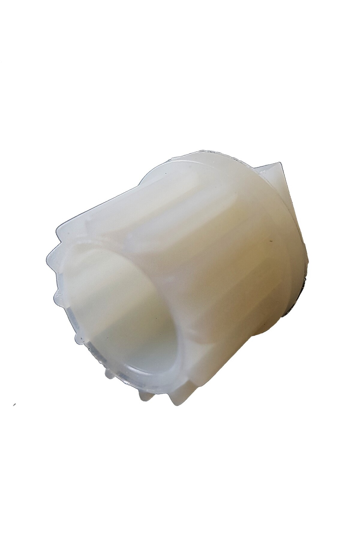 Kanallı ve açıklıklı beyaz plastik adaptör.