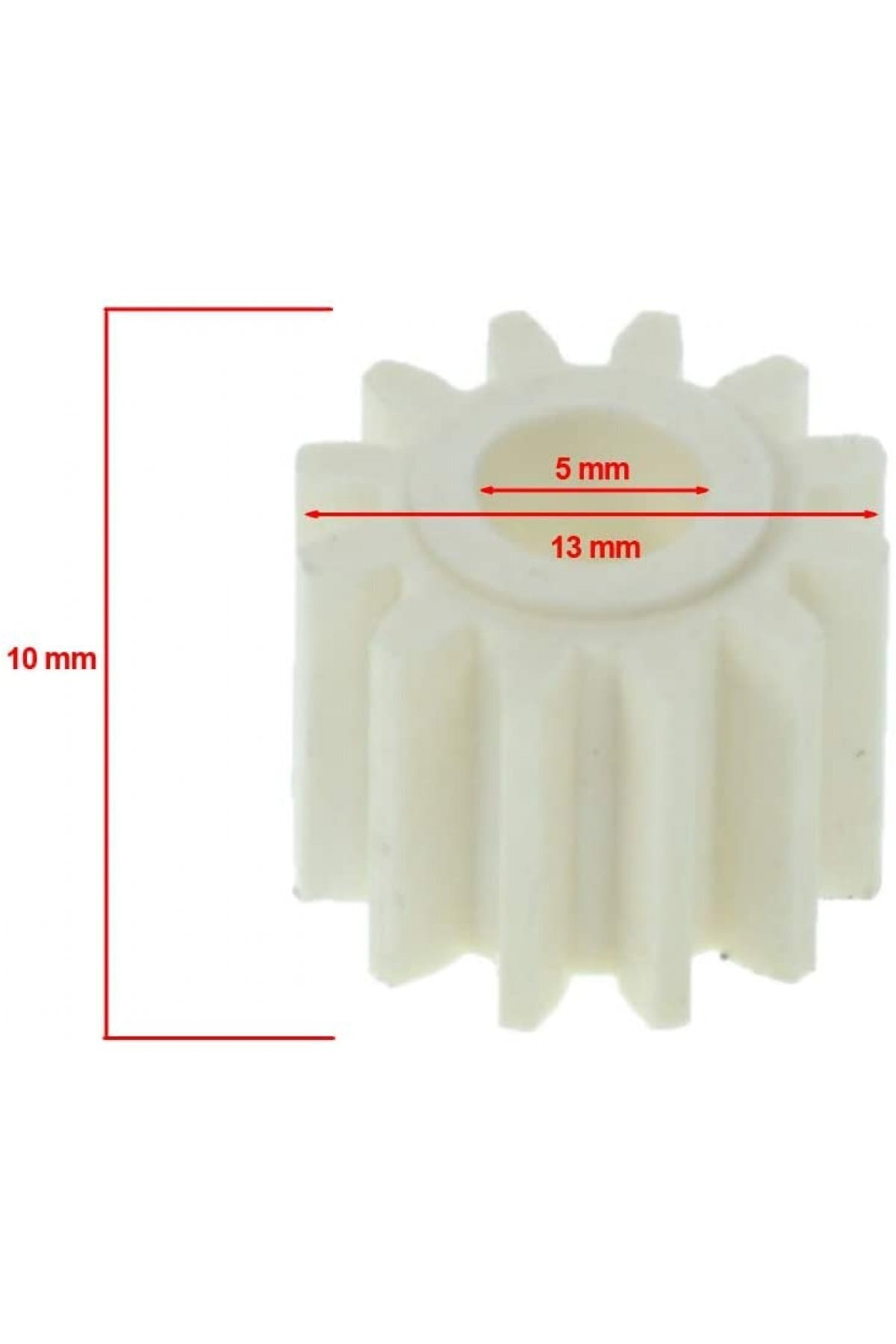 13mm genişlik ve 5mm delikli beyaz dişli.