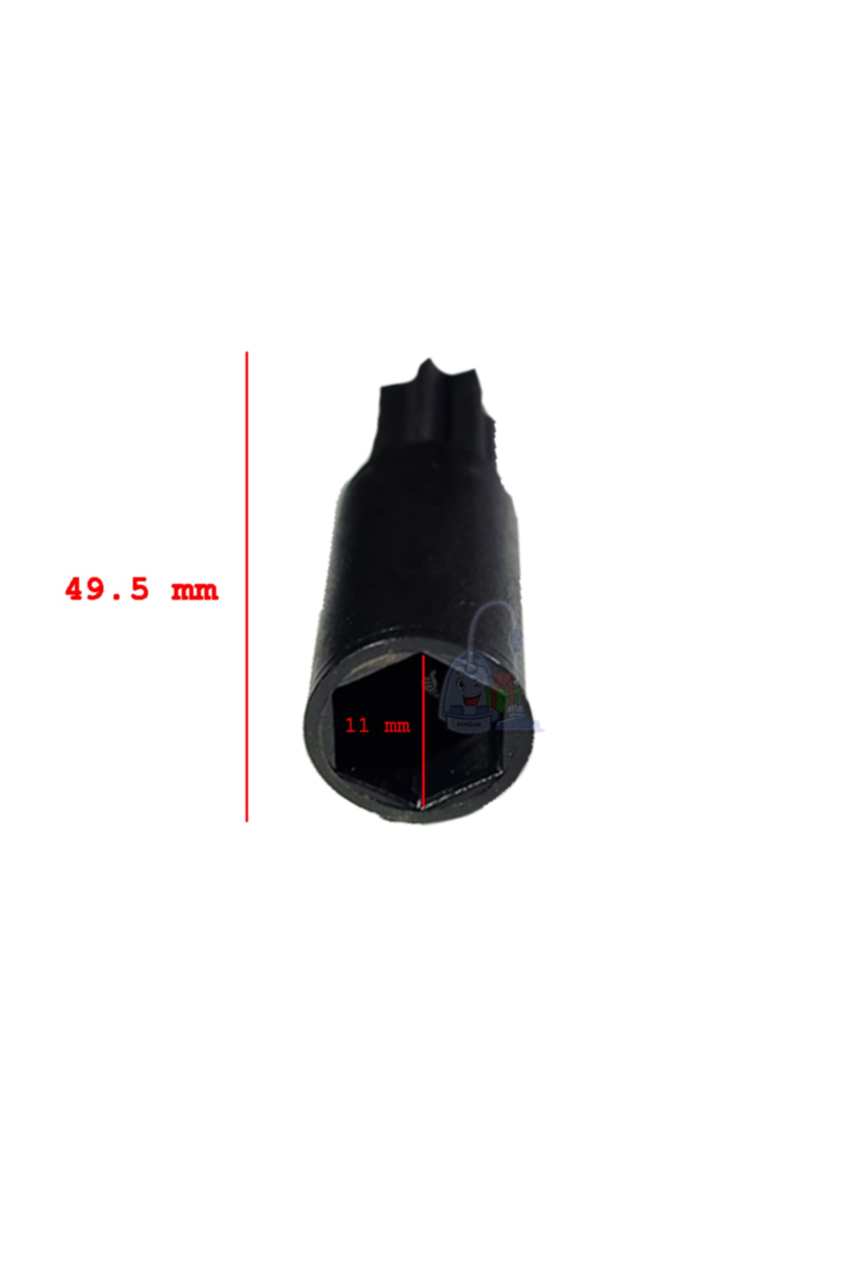 Siyah Torx ucu, 49,5mm uzunluk, 11mm genişlik.