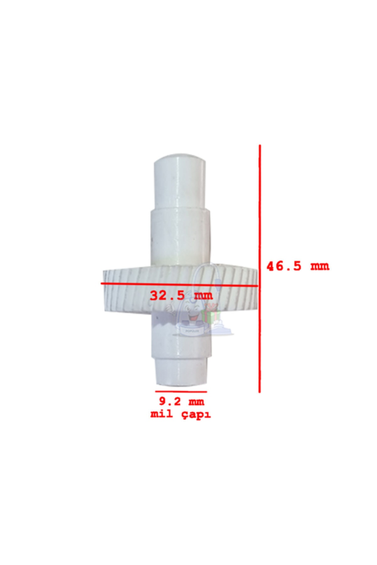 Mil çapı 9,2 mm, dişli çapı 32,5 mm, toplam uzunluk 46,5 mm.