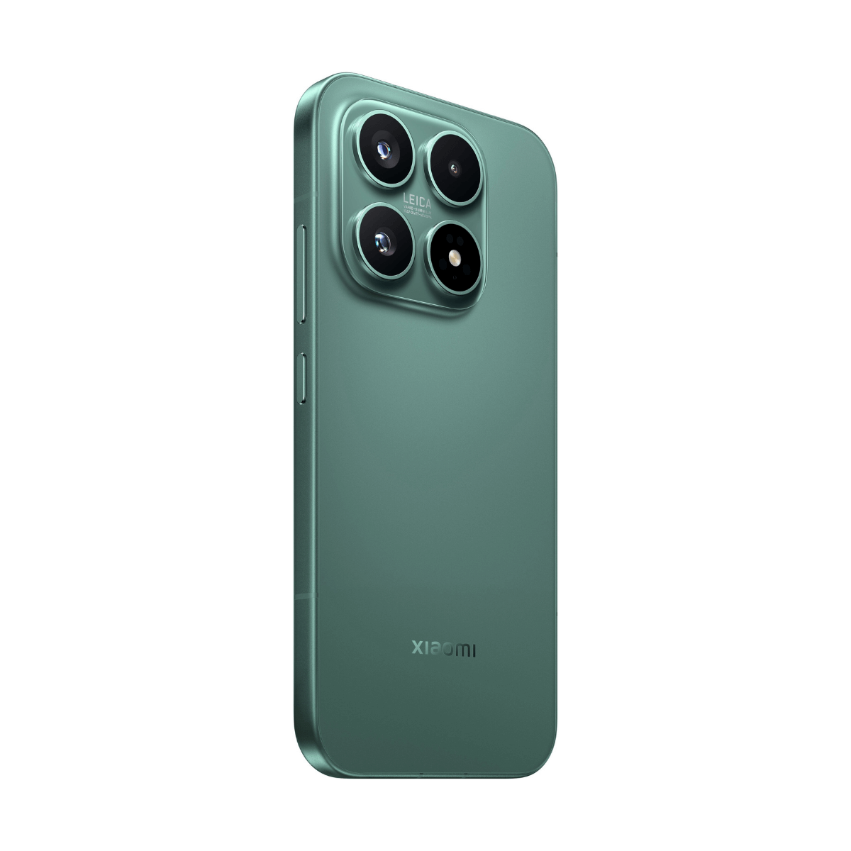 Zielony smartfon z czterema aparatami i logo Xiaomi z tyłu.