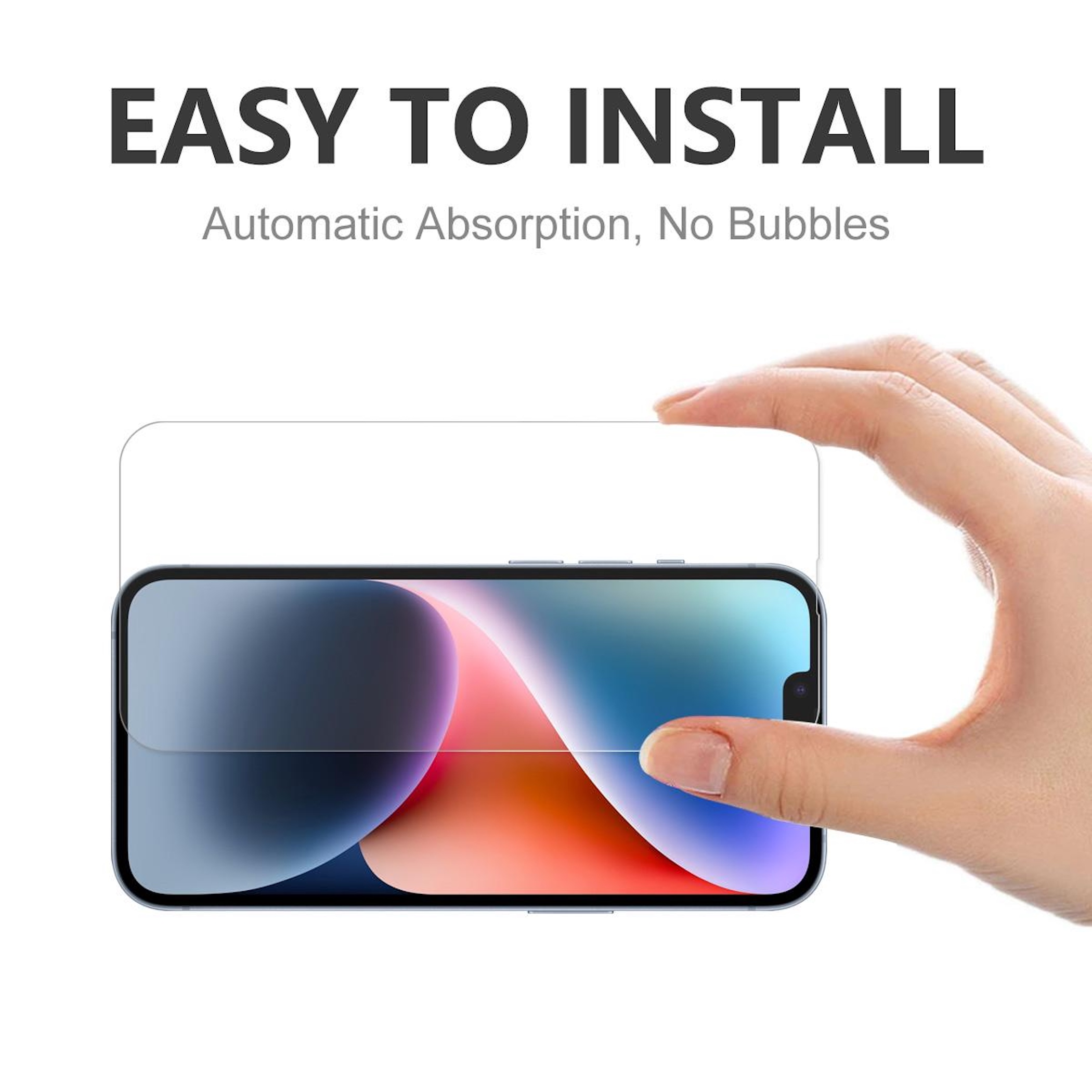 Una mano posiziona una protezione per lo schermo su uno smartphone.