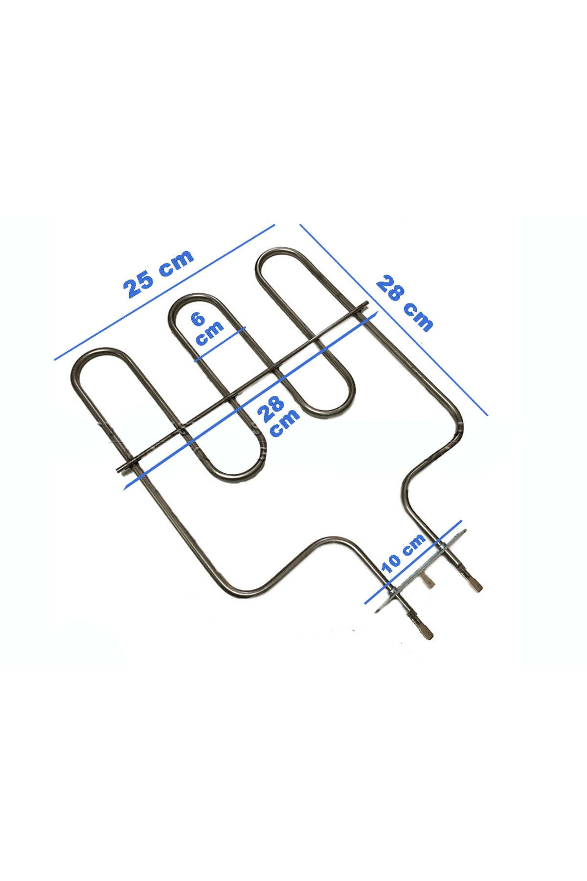 25cm, 28cm ve 6cm boyutlarında gümüş ısıtma elemanı.