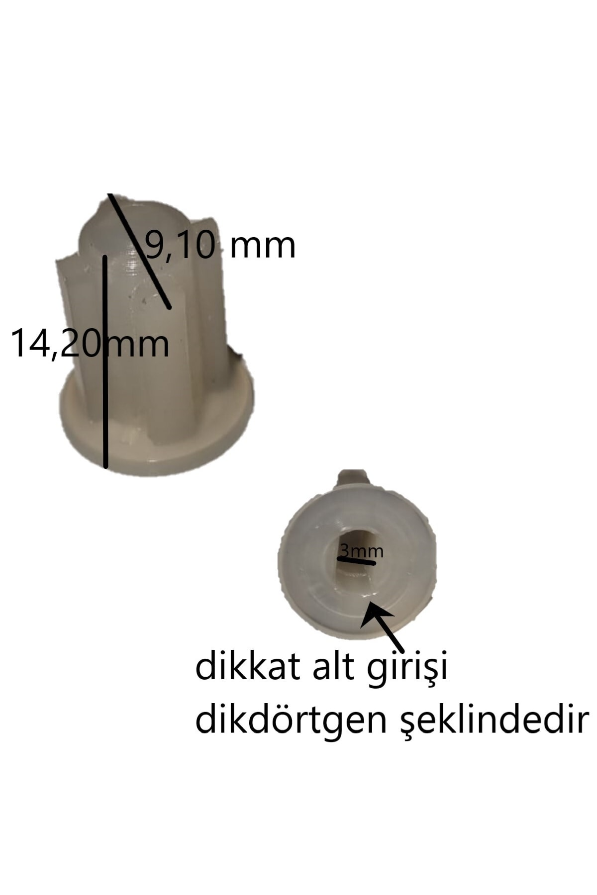 Ölçülü beyaz plastik parçalar.