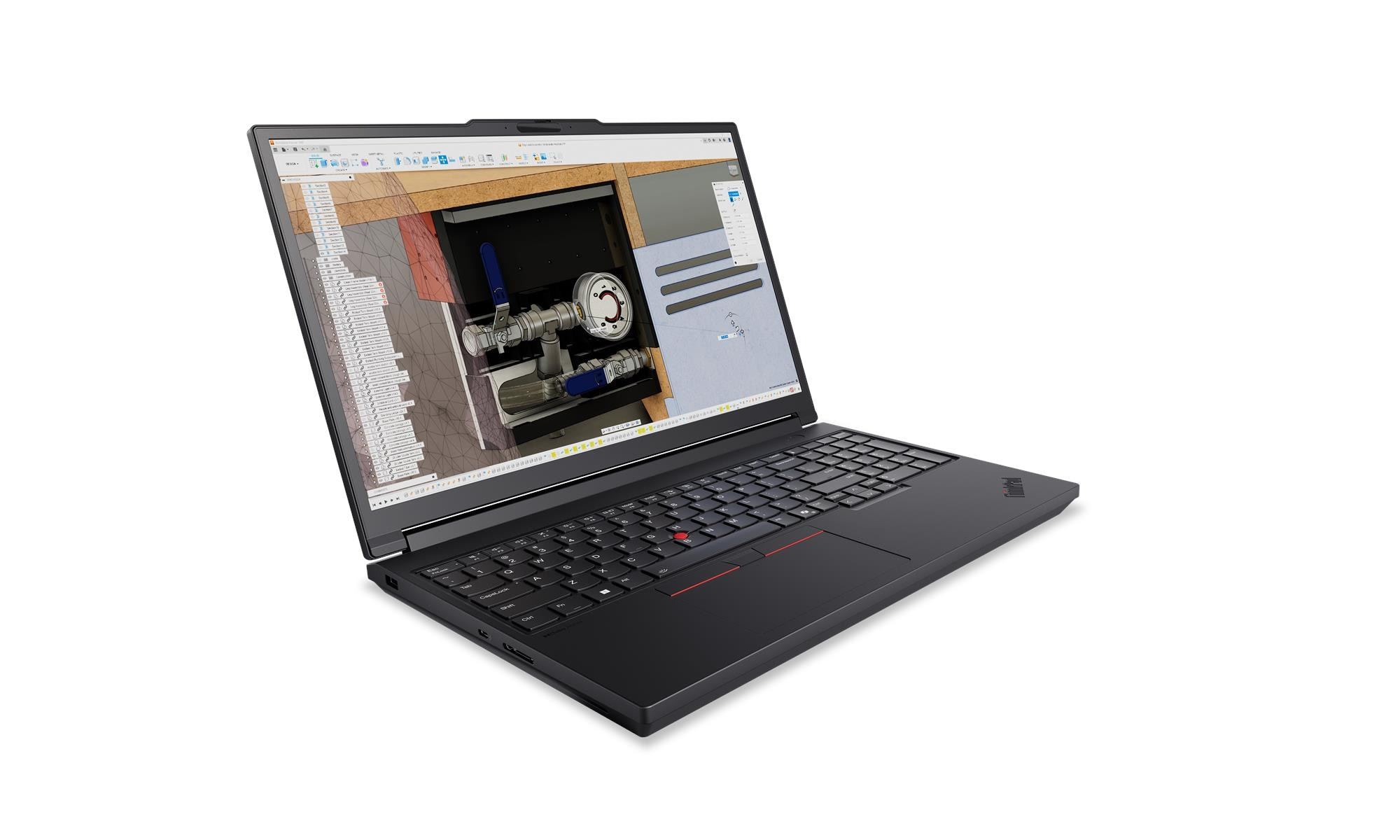 Un laptop nero con un modello 3D sullo schermo.