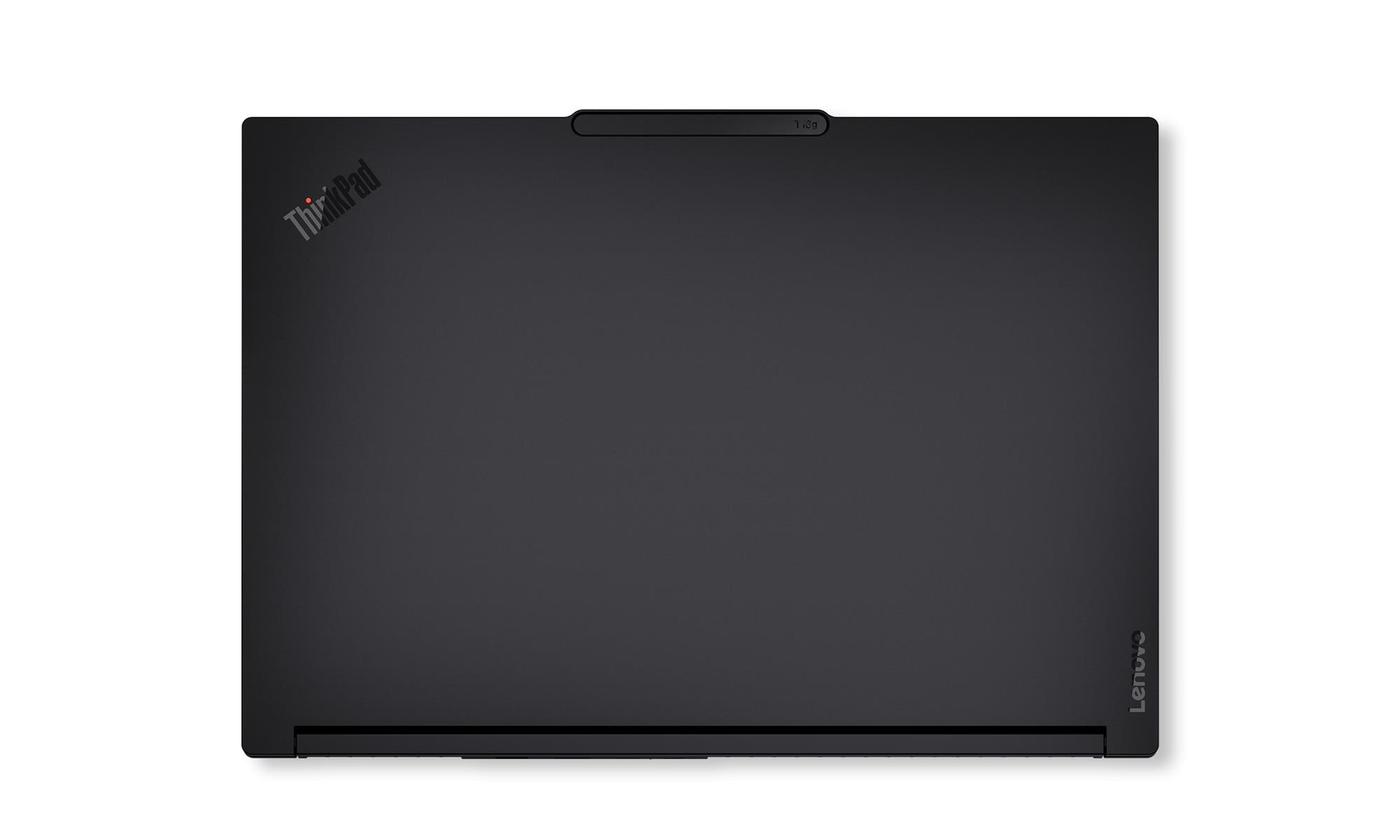 Laptop Lenovo ThinkPad nero chiuso con logo ThinkPad.