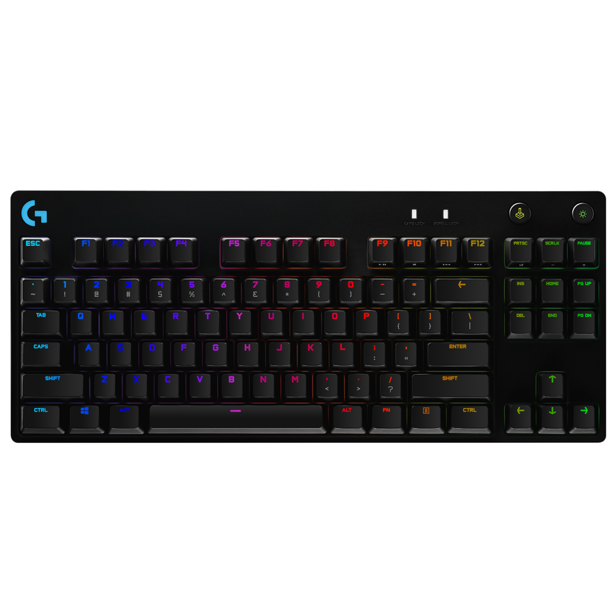 Czarna klawiatura gamingowa z podświetleniem RGB i logo Logitech.