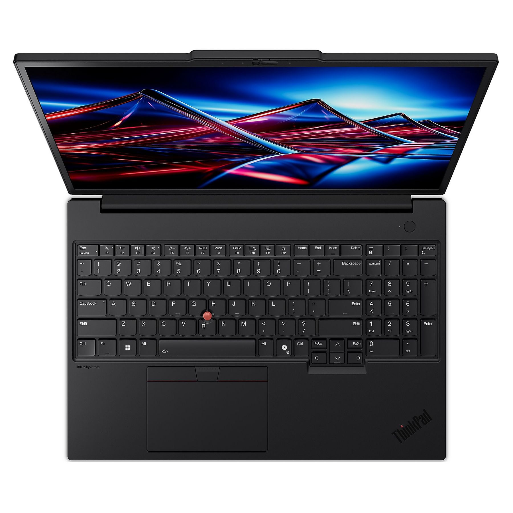 Un laptop nero aperto con schermo illuminato e tastiera visibile.
