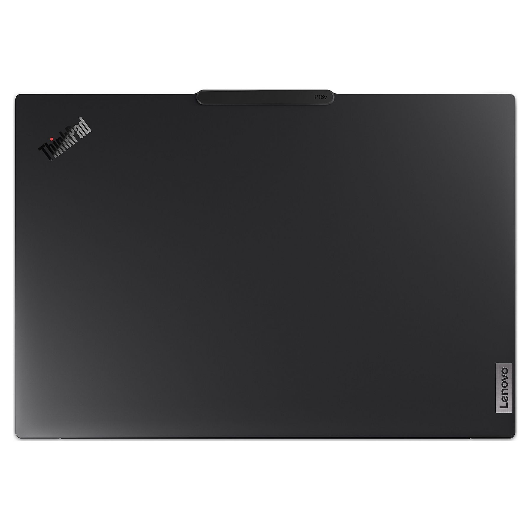 Laptop nero chiuso con loghi ThinkPad e Lenovo.