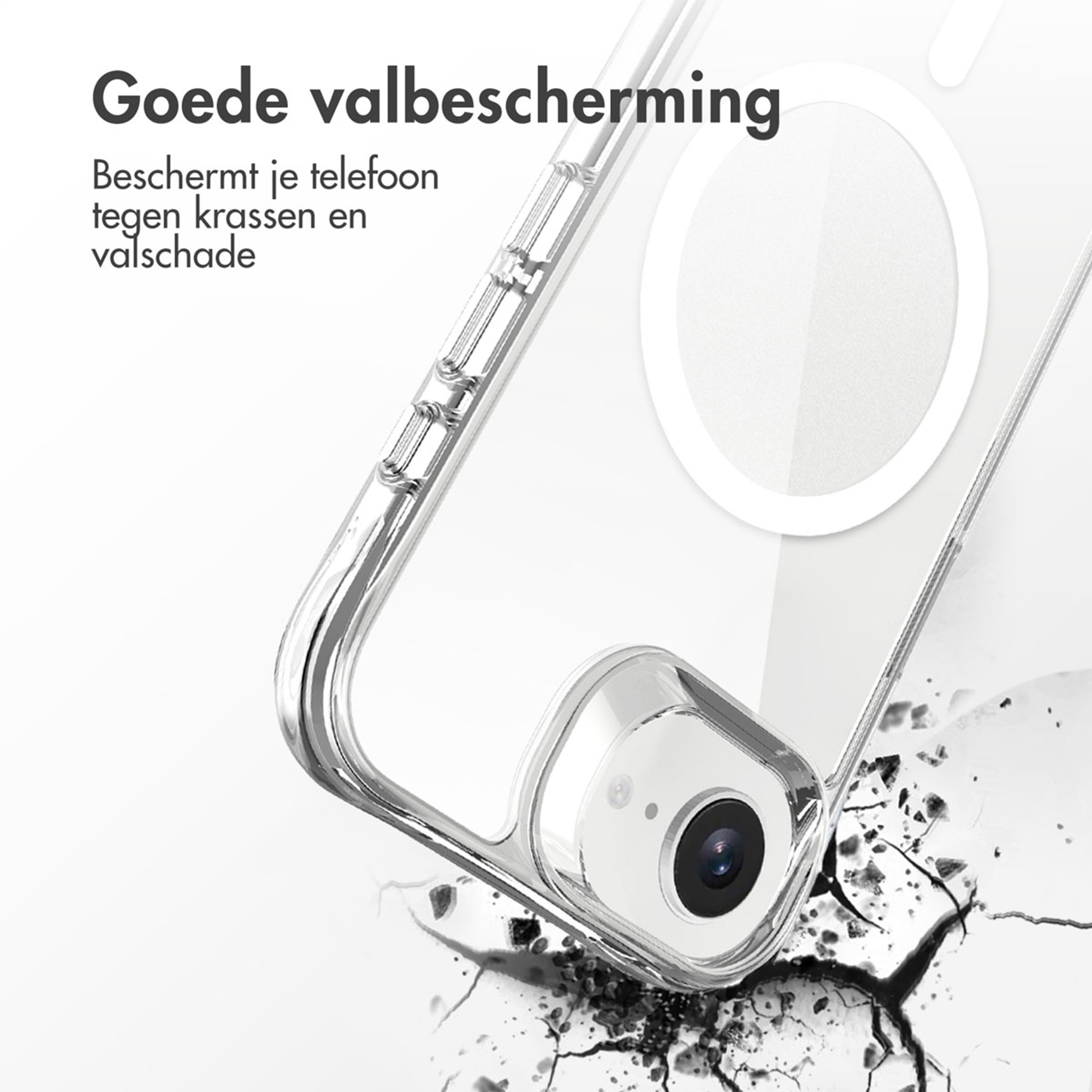 Clear phone case providing protection against scratches and drops.