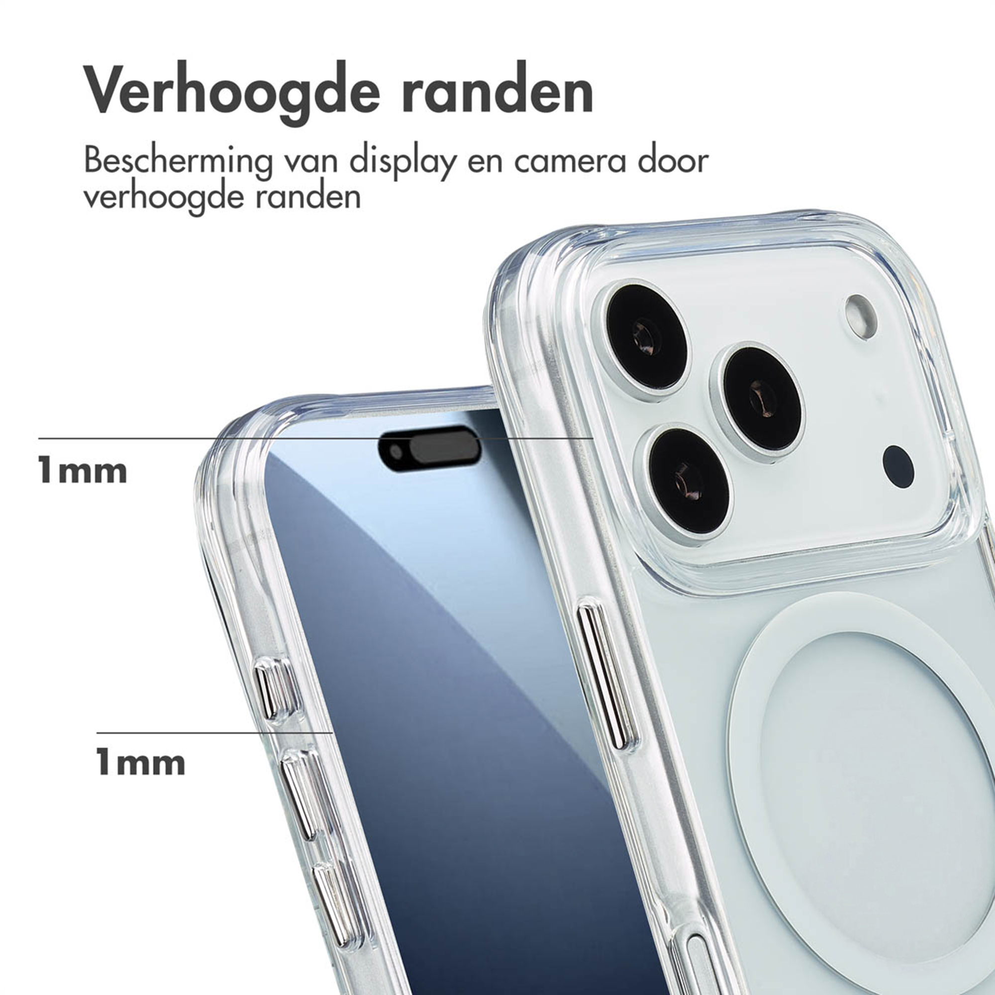 Coque de téléphone transparente avec bords surélevés pour appareil photo.