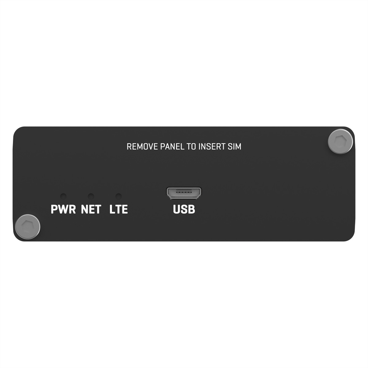 Appareil noir avec indicateurs PWR, NET, LTE et un port USB.