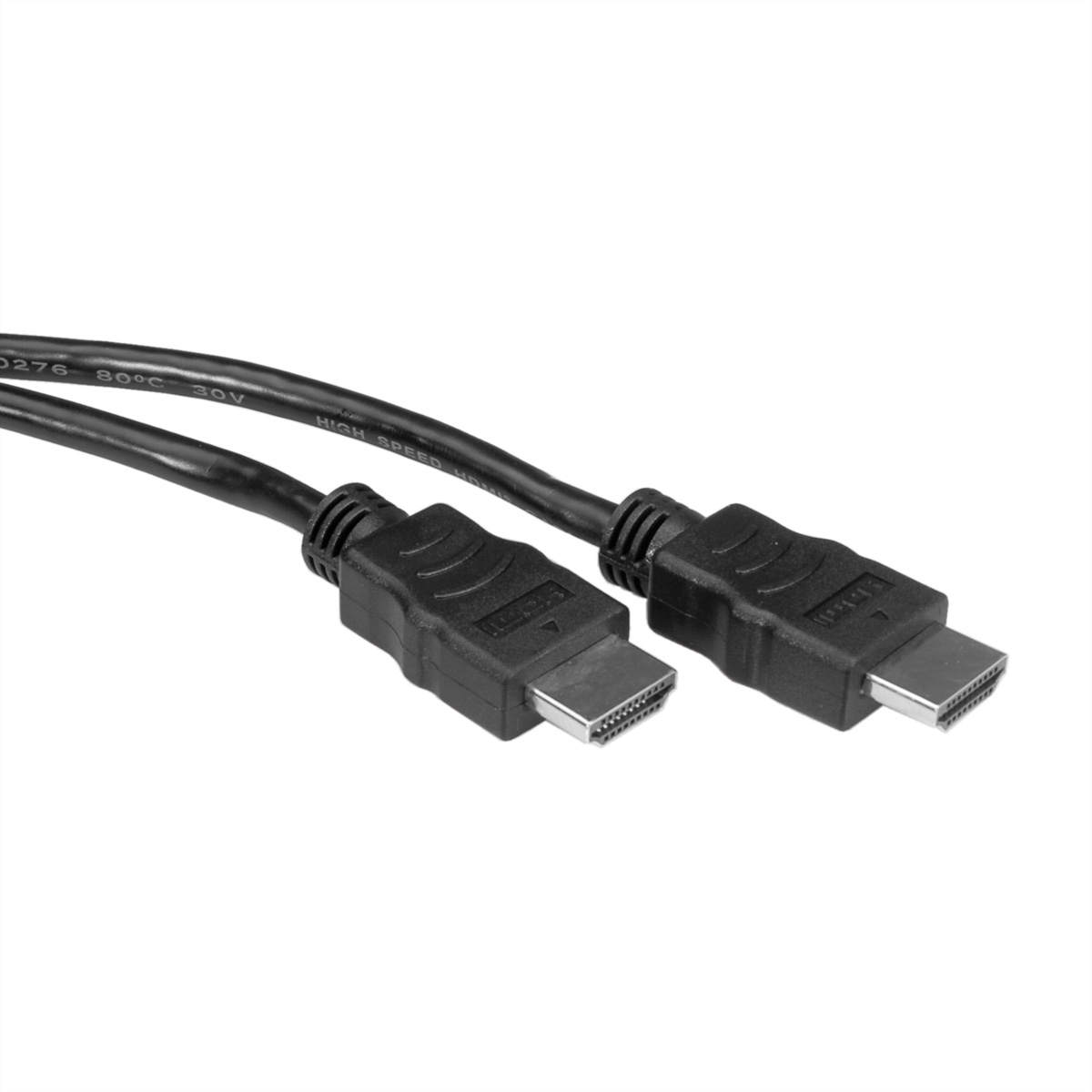 Zwei schwarze HDMI-Kabel mit Steckern auf weißem Hintergrund.