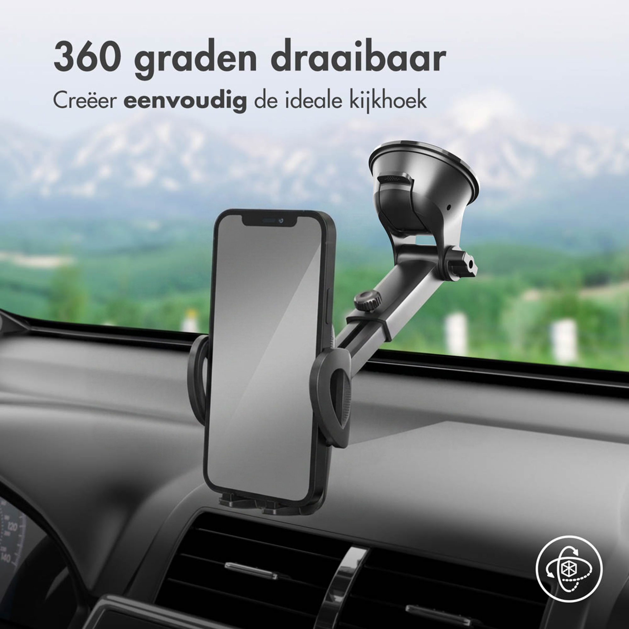 Luieonm Dashboard Cam Mount, Auto Camera Mount Met 5 Adapters, Sterke Zuig Zuigbevestiging, 360 Graden Verstelbare Auto Dashboard Accessoires Voor Auto Dashboard, Fotografie