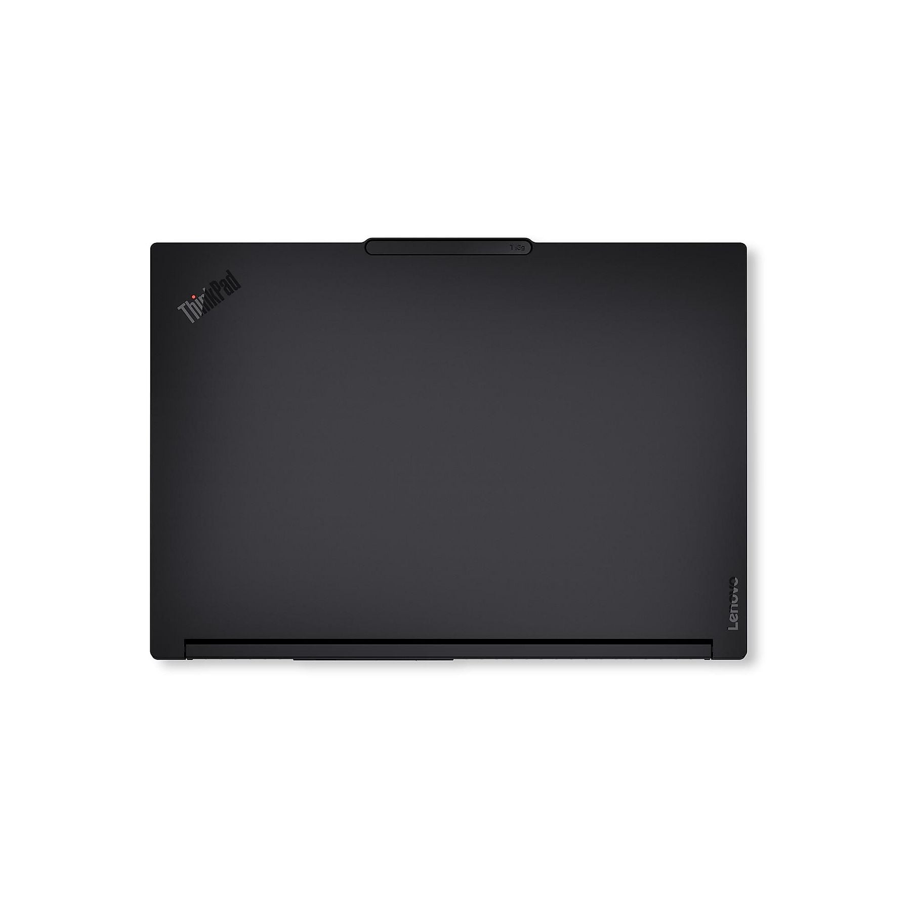 Laptop nero con logo ThinkPad e marchio Lenovo.