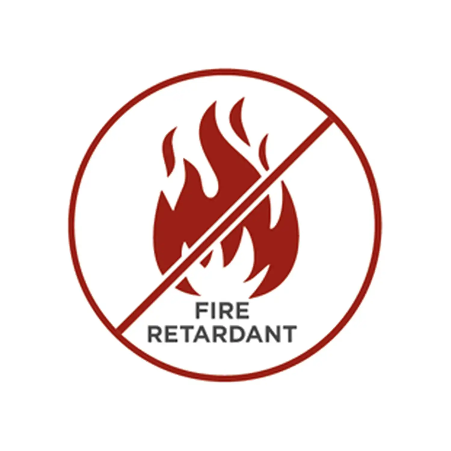 Symbol für Feuerbeständigkeit: Flammen mit durchgestrichenem Kreis.