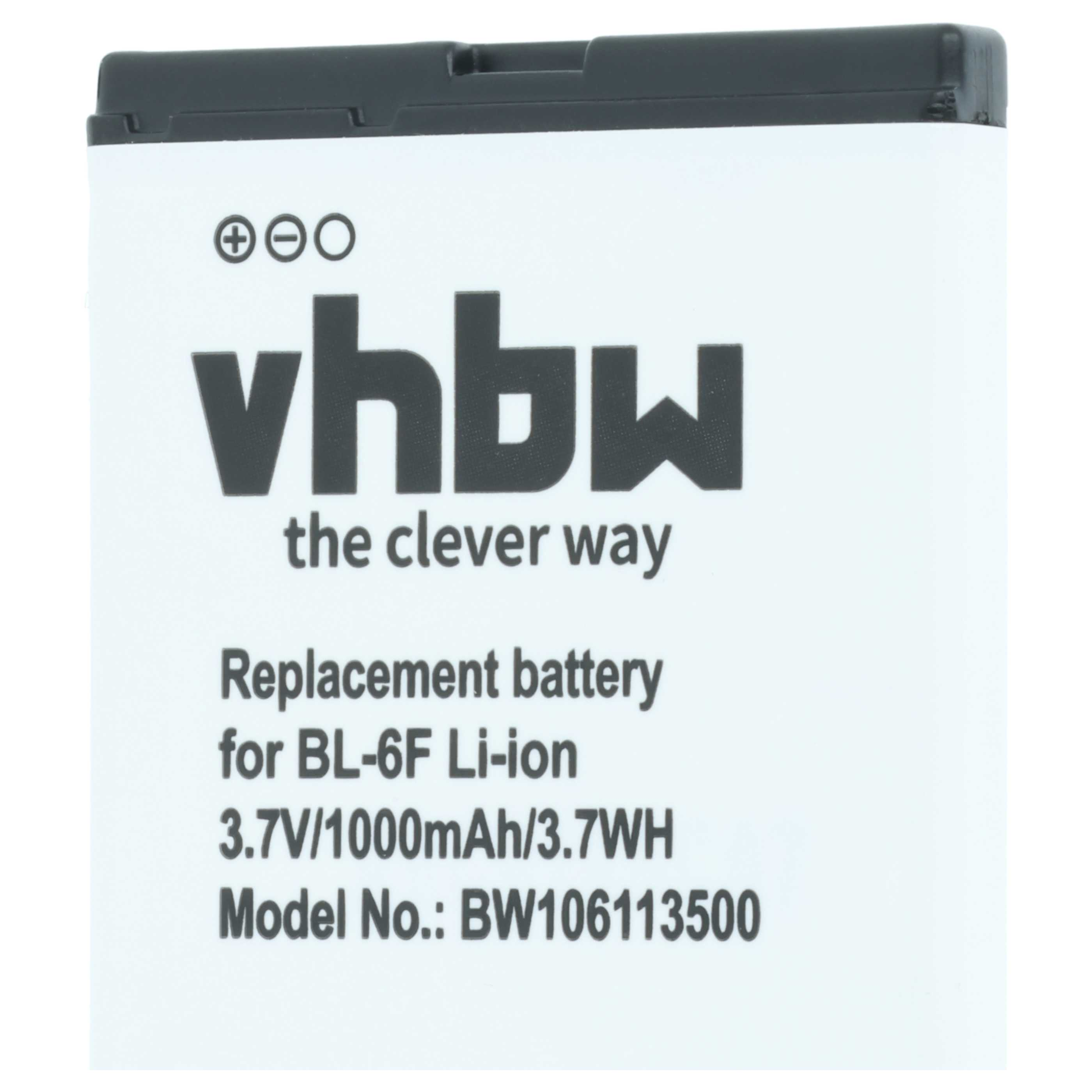 Ersatzakku für BL-6F Li-ion, 3,7V/1000mAh/3,7WH, Modell BW106113500.