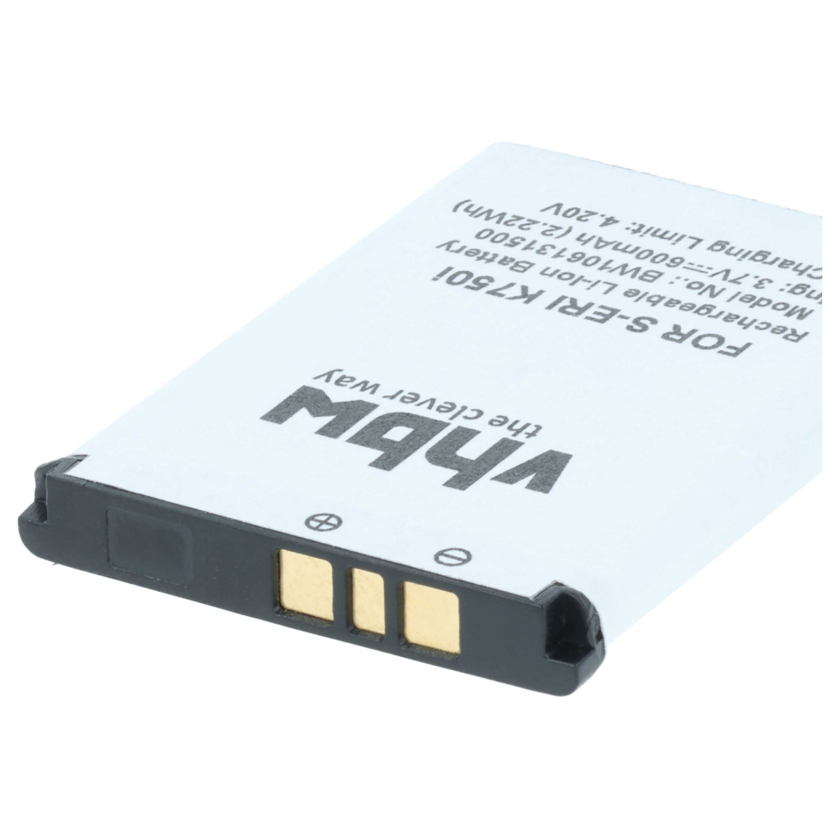 Ein weißer Akku für das S-ERI K750i mit goldenen Kontakten und schwarzem Stecker.