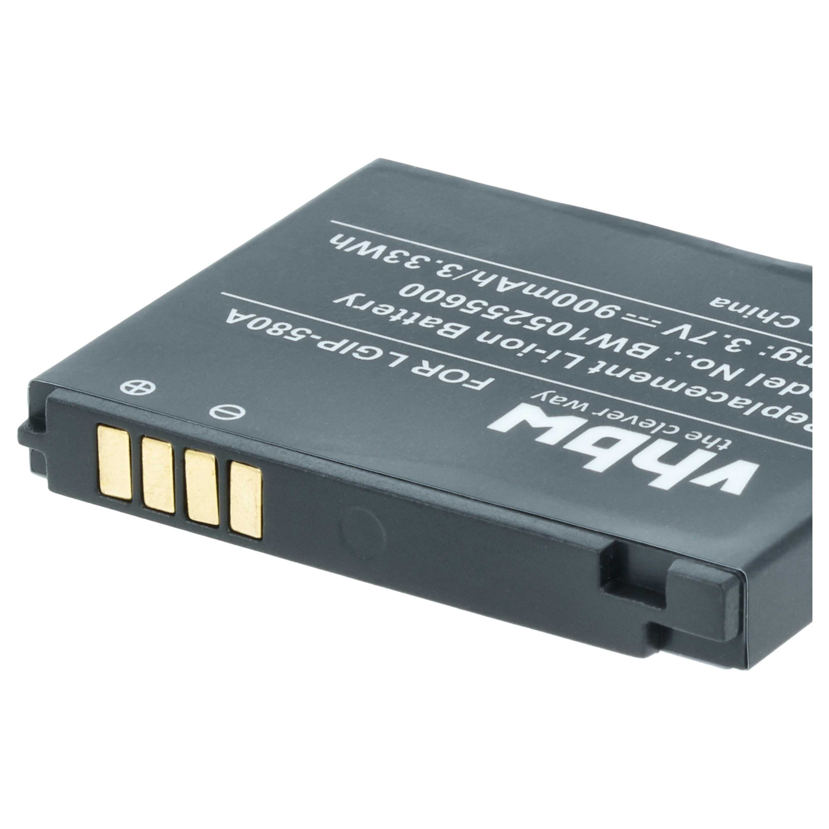 Schwarzer VhbW Li-Ion Akku für LGIP-580A, 3,7V, 900mAh.
