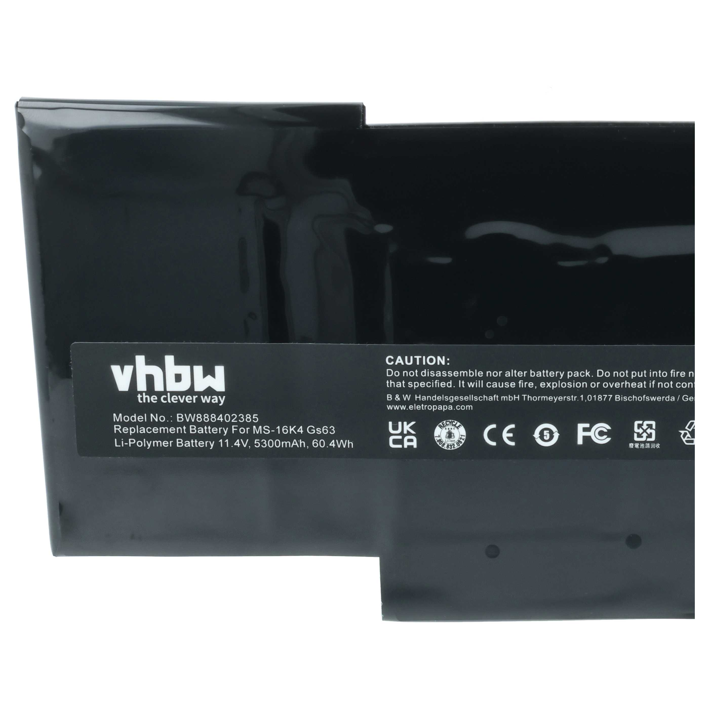 Schwarzer Akku mit Aufkleber: Modell BW888402385, 11.4V, 5300mAh.