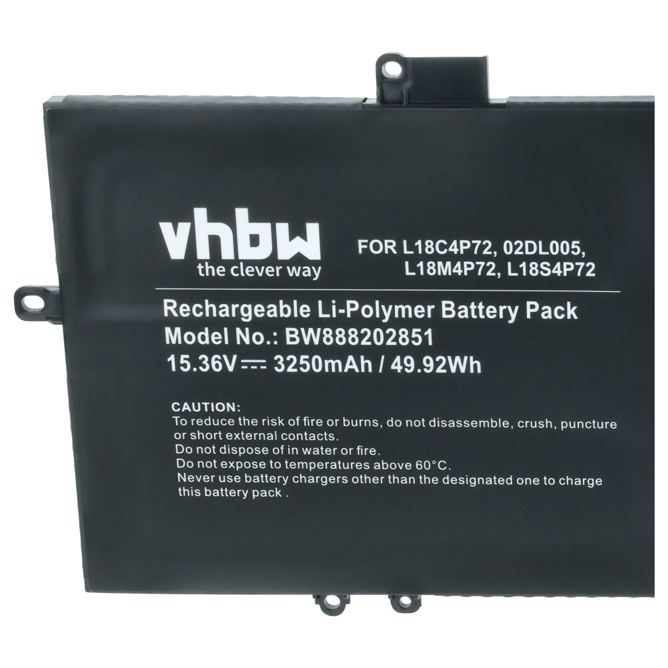 Schwarzer Li-Polymer-Akku mit weißen Beschriftungen, Modell BW888202851.