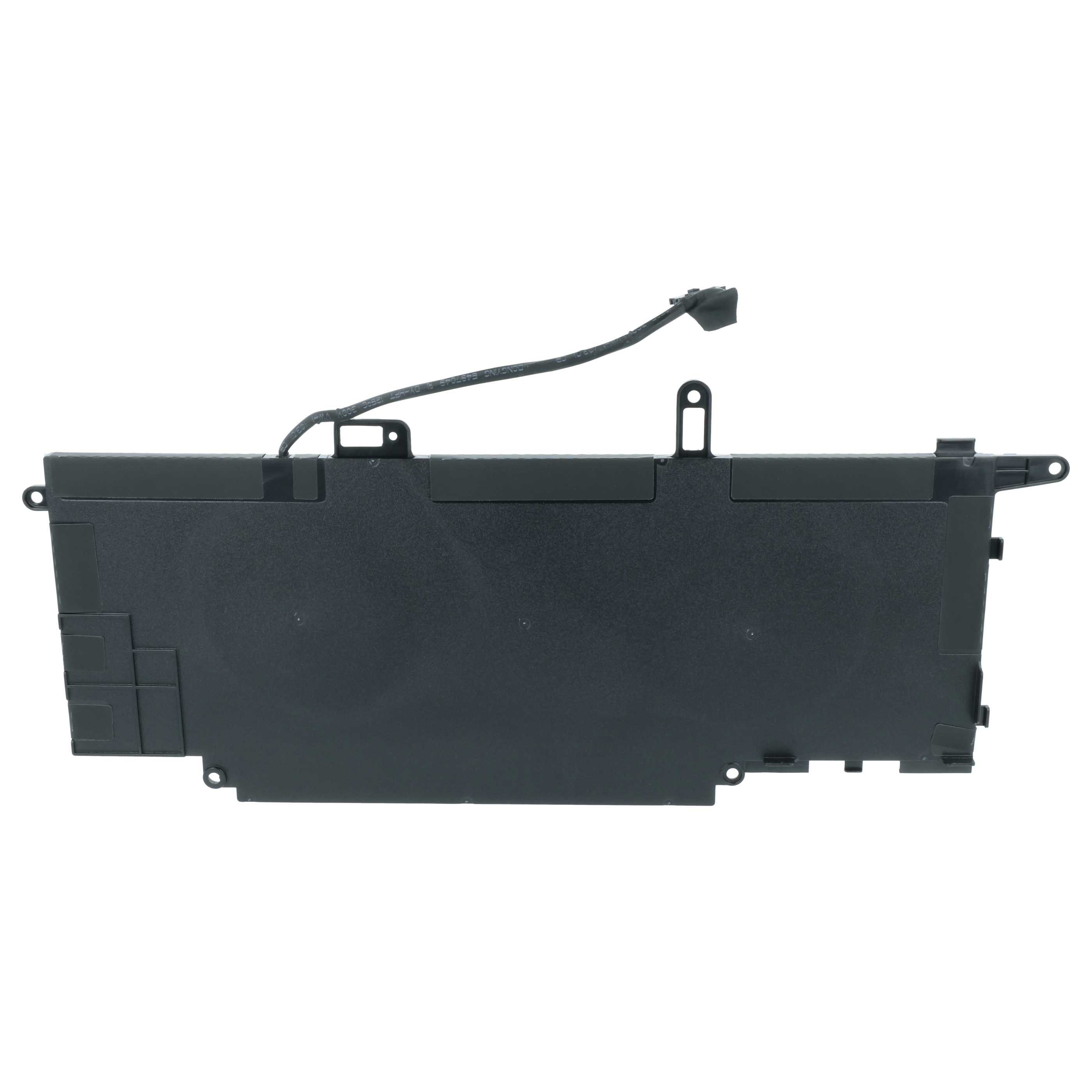 Schwarzer Laptop-Akku mit Kabelanschluss, auf weißem Hintergrund.