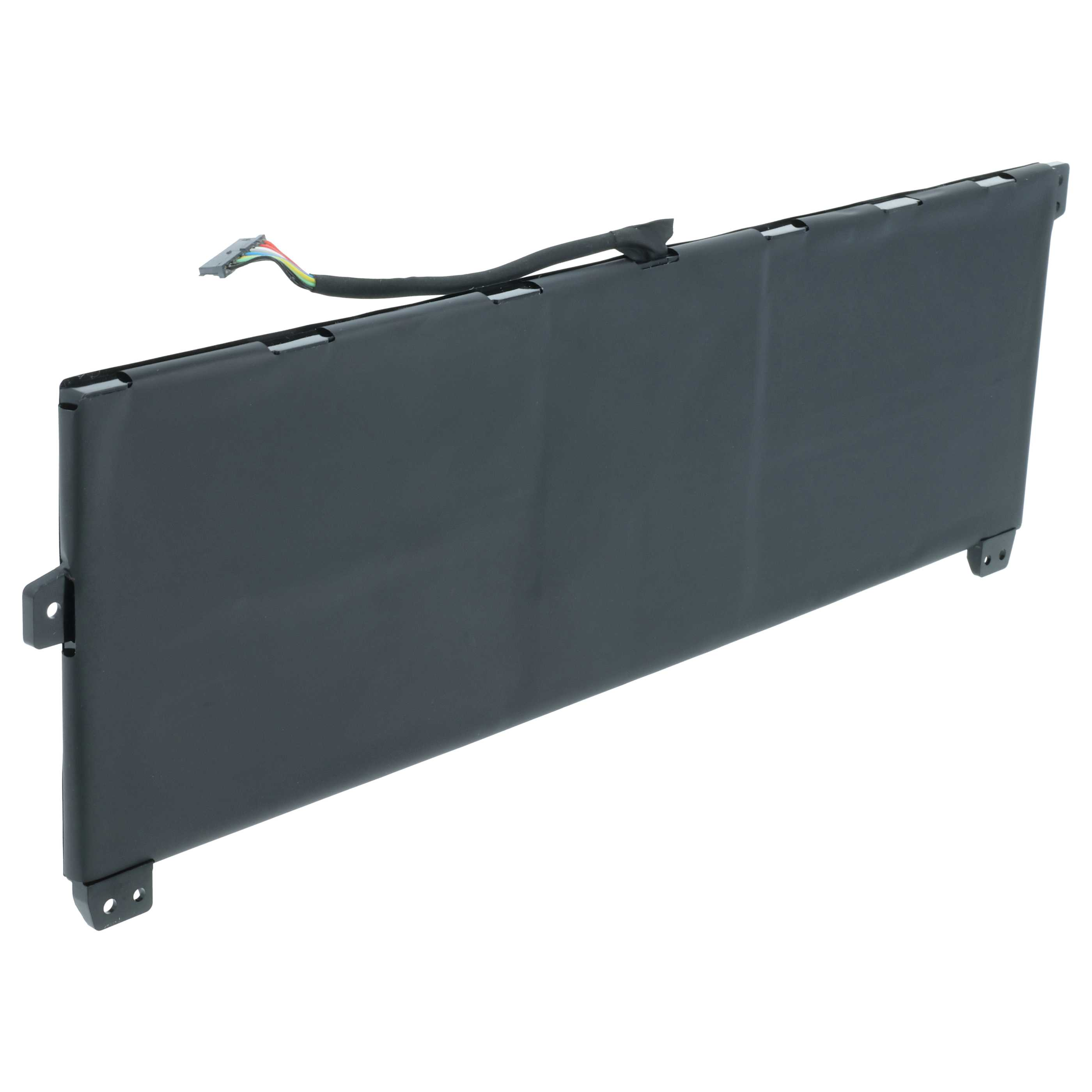 Ein schwarzer Laptop-Akku mit Kabel und Anschluss.