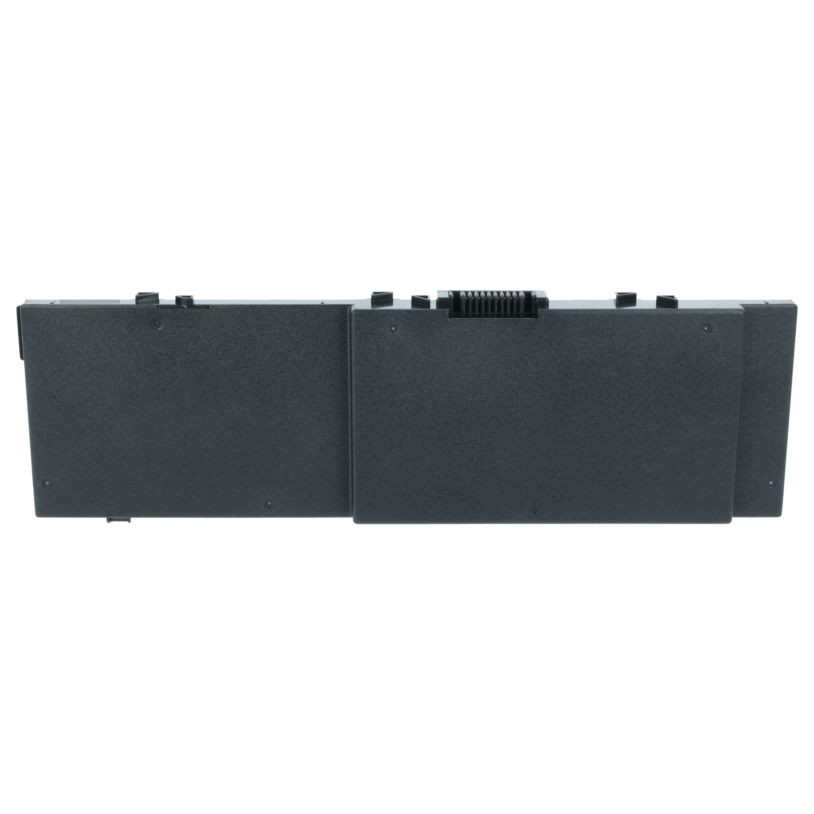 Dunkelgrauer Laptop-Akku mit Anschlussstiften und Verriegelungsclips.