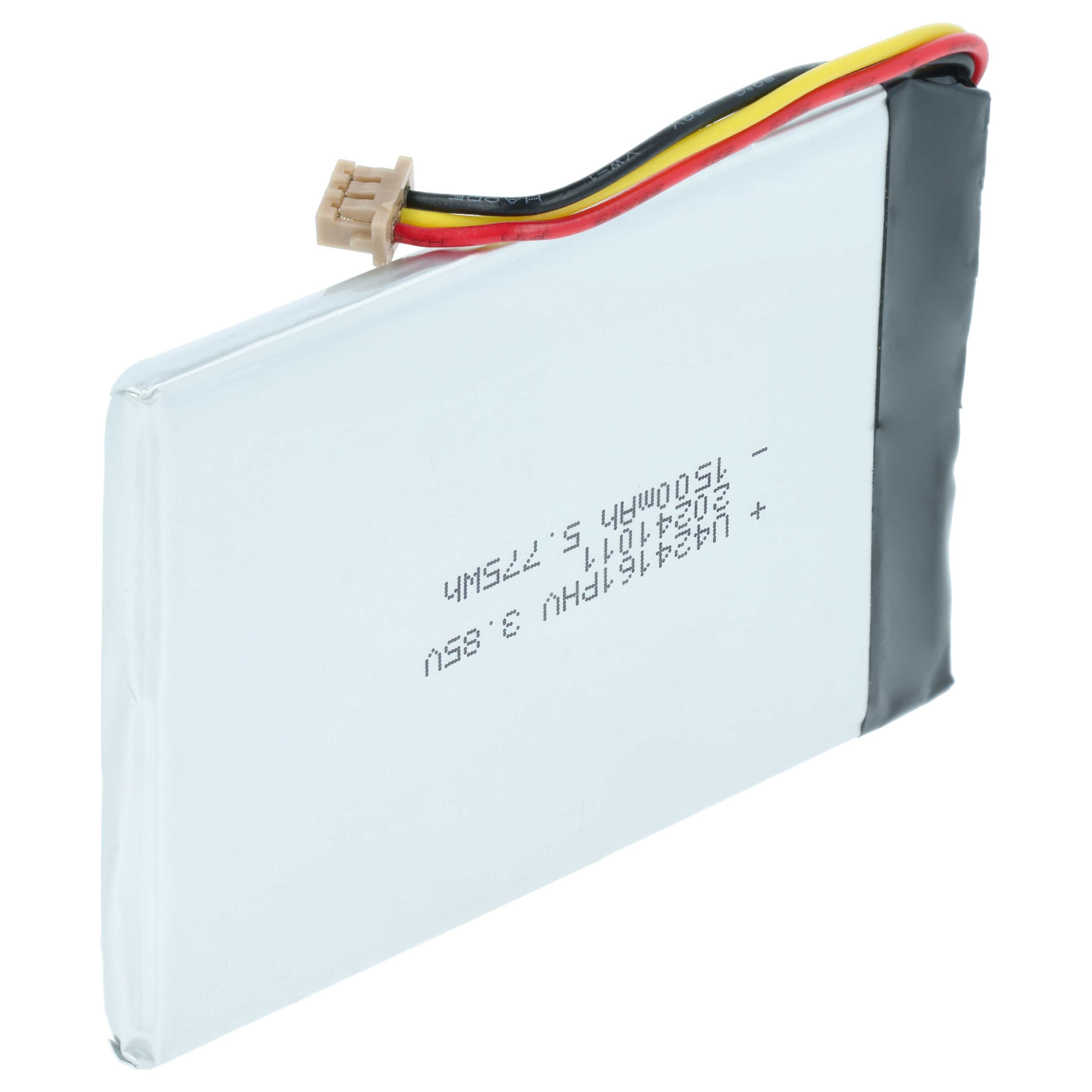 Ein weißer Lithium-Polymer-Akku mit rotem, gelbem und schwarzem Kabel und Stecker.