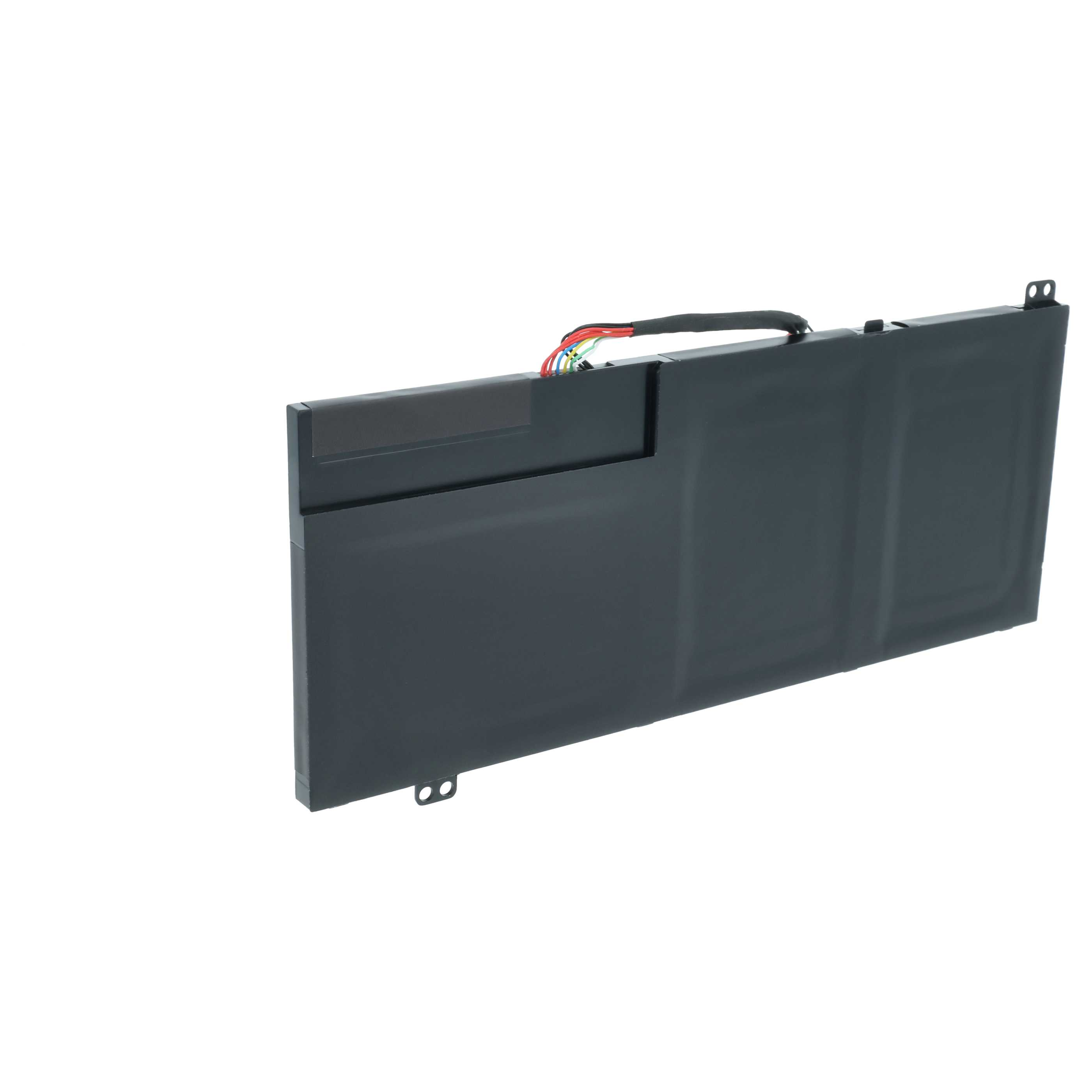 Ein graues Laptop-Akku mit Kabeln